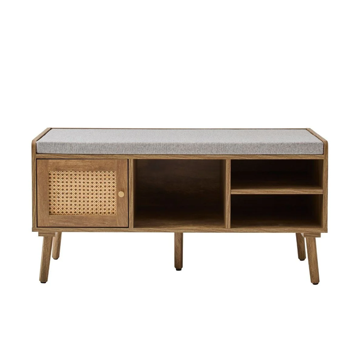 Palmo - Banc À Chaussures 1 Porte Avec Façade En Rotin - Bois Clair - Image 2