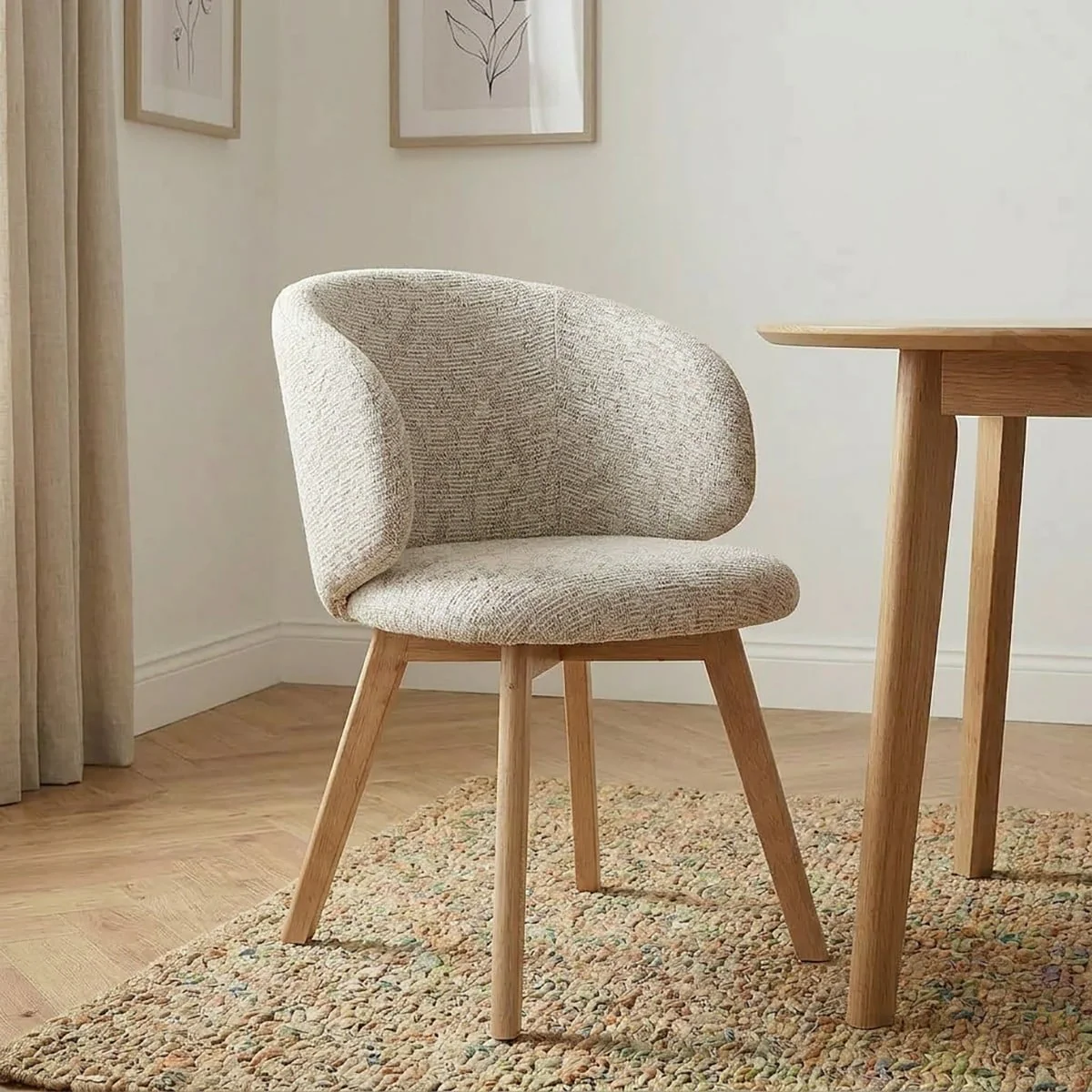 Solène - Chaises En Lot De 2, Tissu Beige Et Pieds En Hêtre - Beige - Image 4