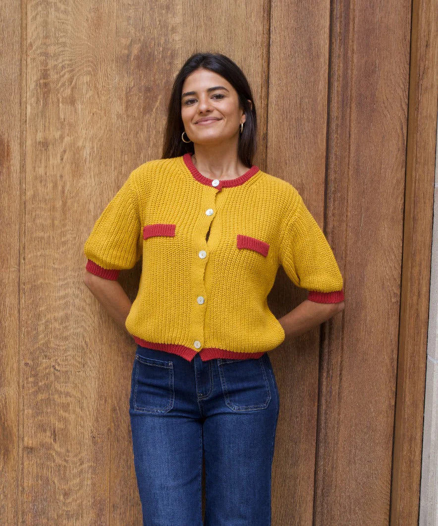 Cardigan En Coton Moutarde Mia - Image 8