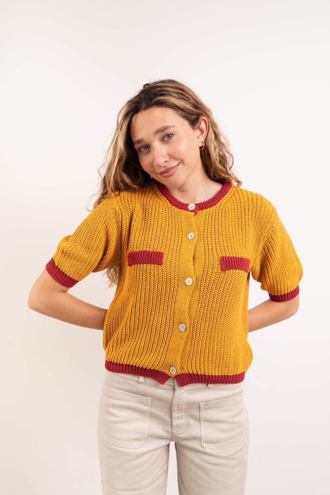 Cardigan En Coton Moutarde Mia - Image 9