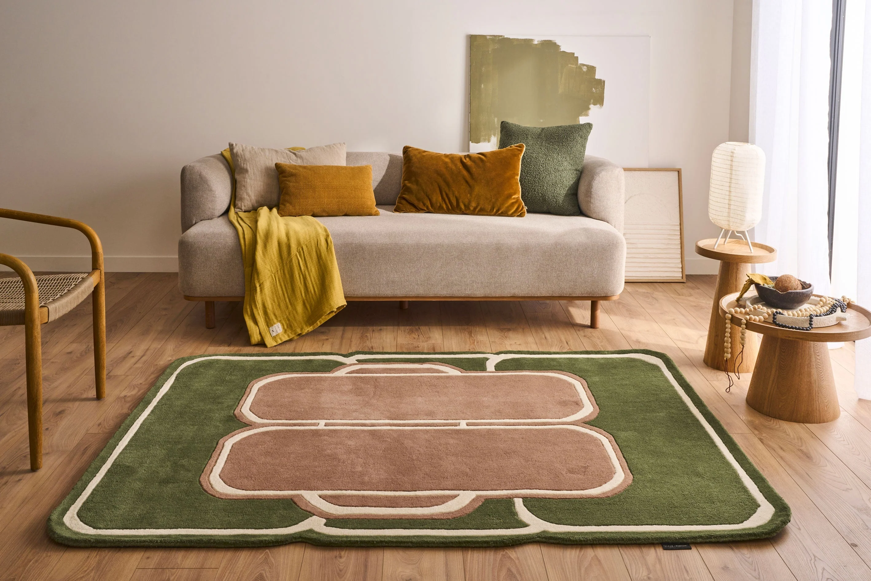 Pantone x Nazar - Tapis Cèdre Blanc En Laine Vert Et Marron - Image 3