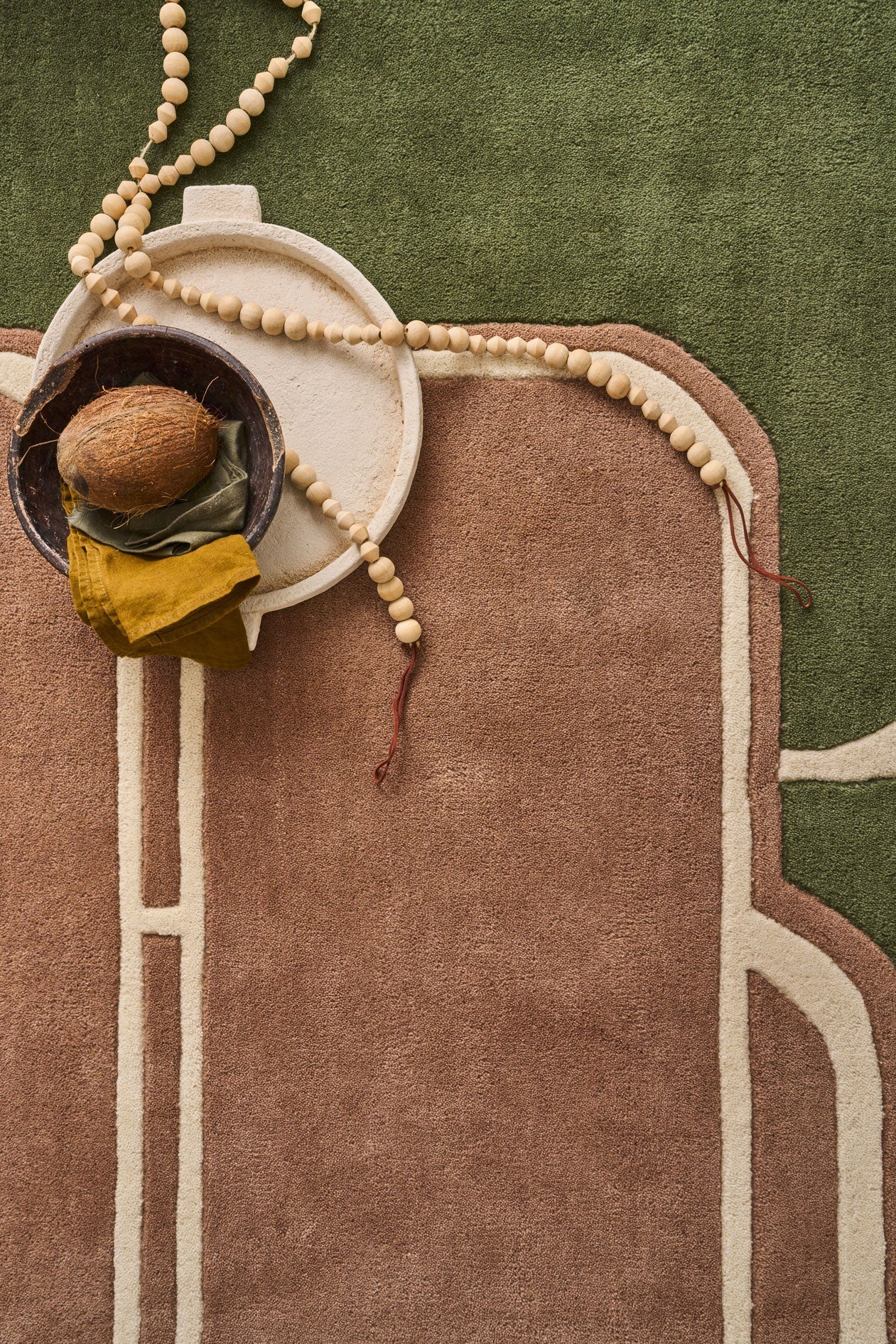 Pantone x Nazar - Tapis Cèdre Blanc En Laine Vert Et Marron - Image 7