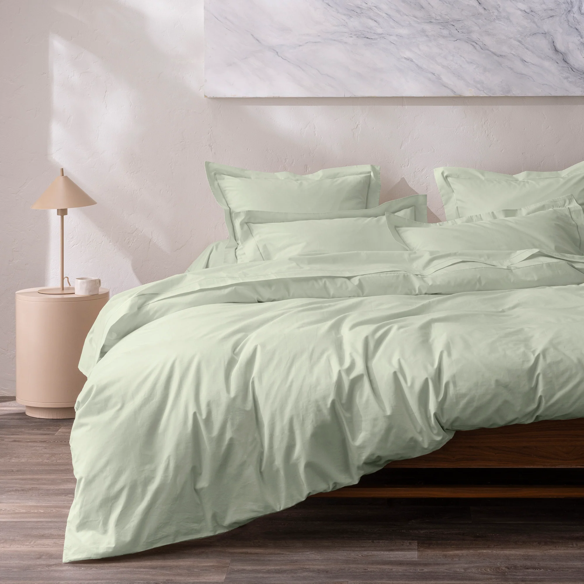 Housse De Couette - 100% Percale Coton - Vert D'Eau - Image 10