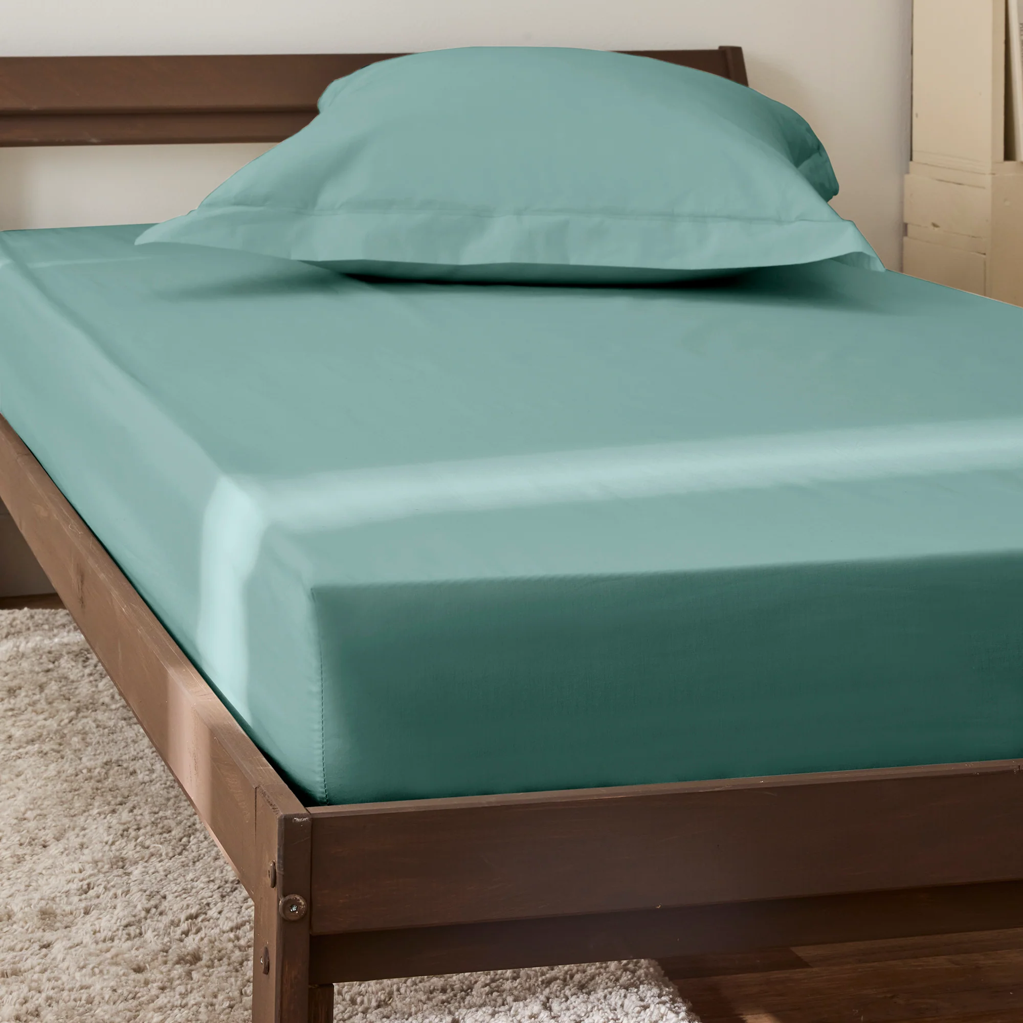 Drap Housse - 100% Percale Coton - Celadon - Image 4
