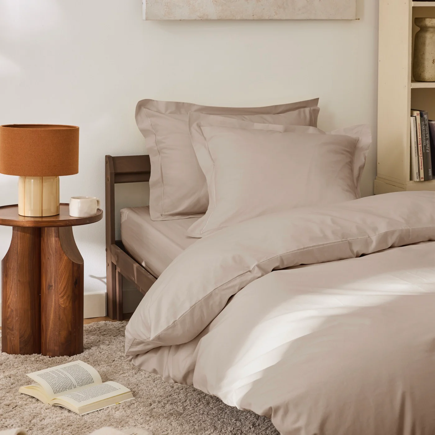 Drap Housse Percale Pur Coton Peigné Longues Fibres - Lin - Image 3