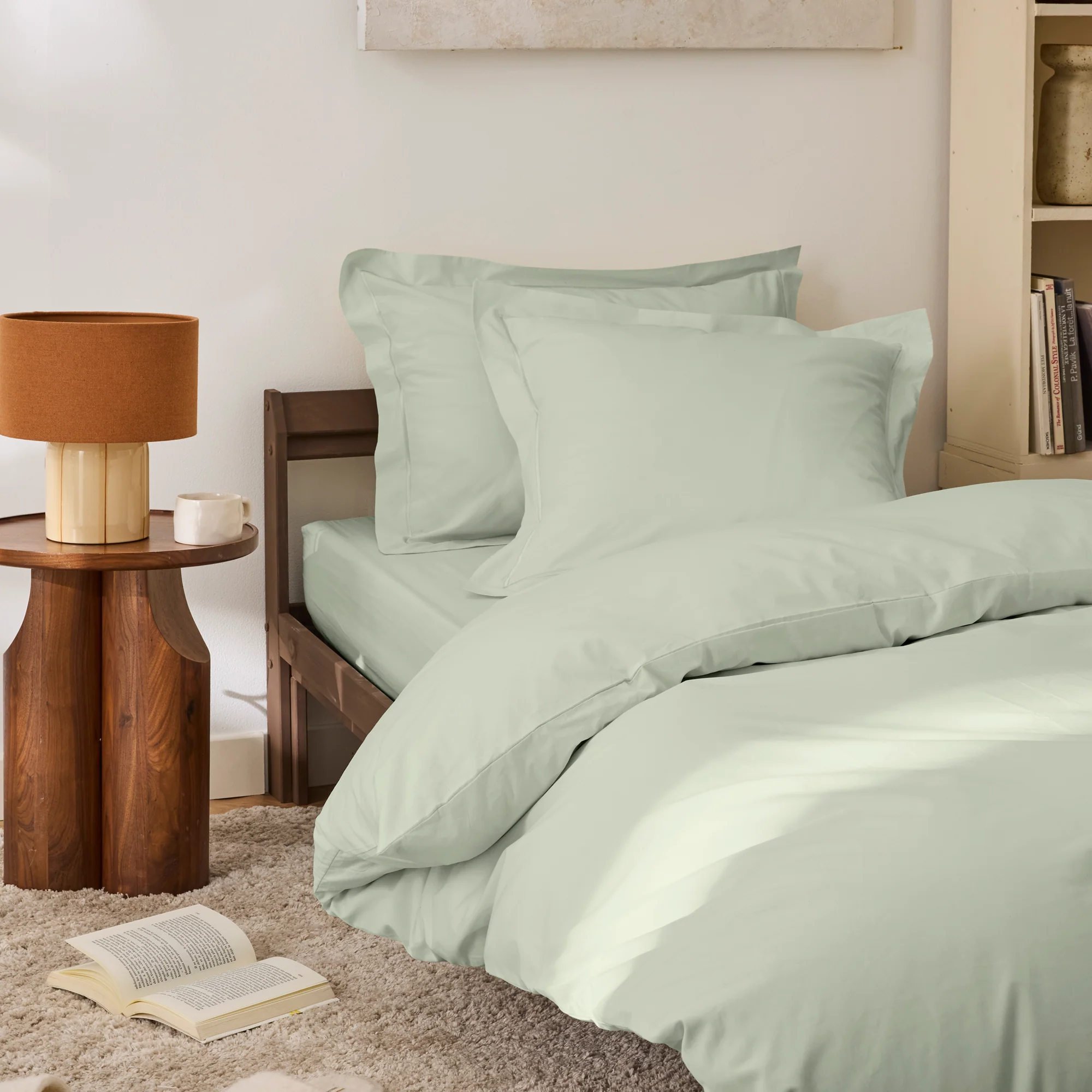 Drap Housse - 100% Percale Coton - Vert D'Eau - Image 3