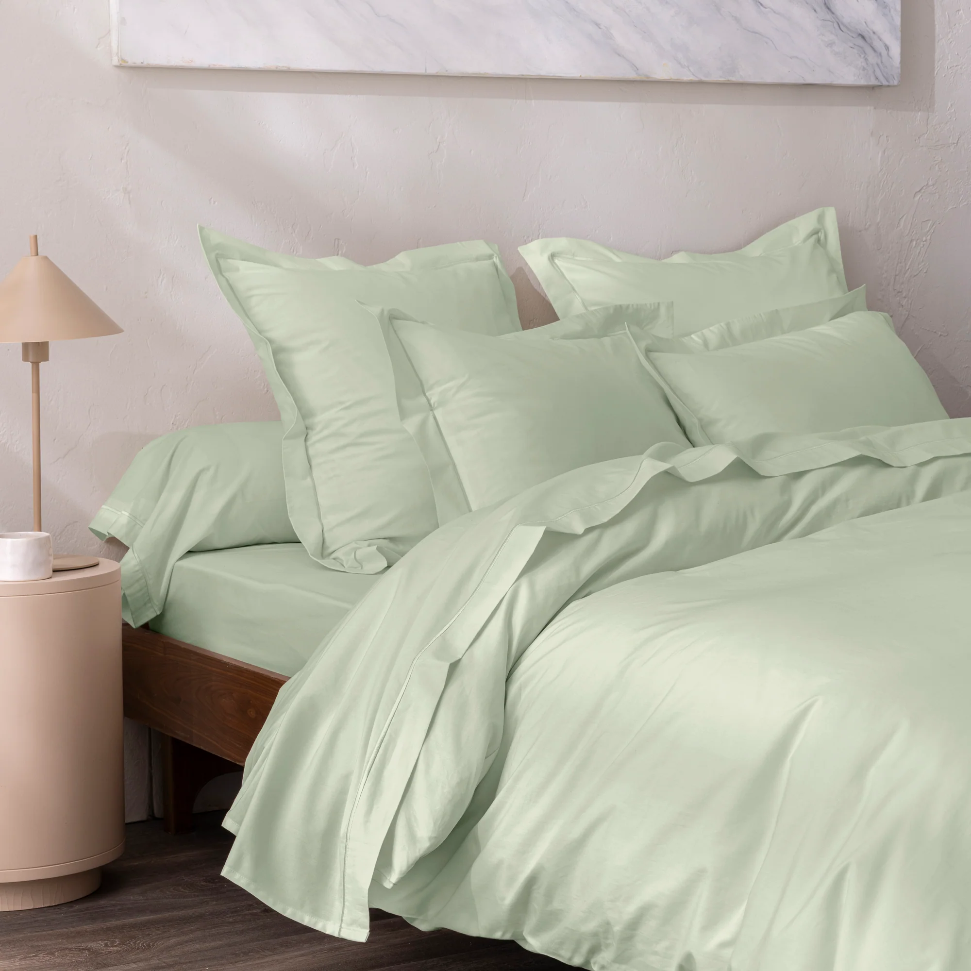 Drap Housse - 100% Percale Coton - Vert D'Eau - Image 6