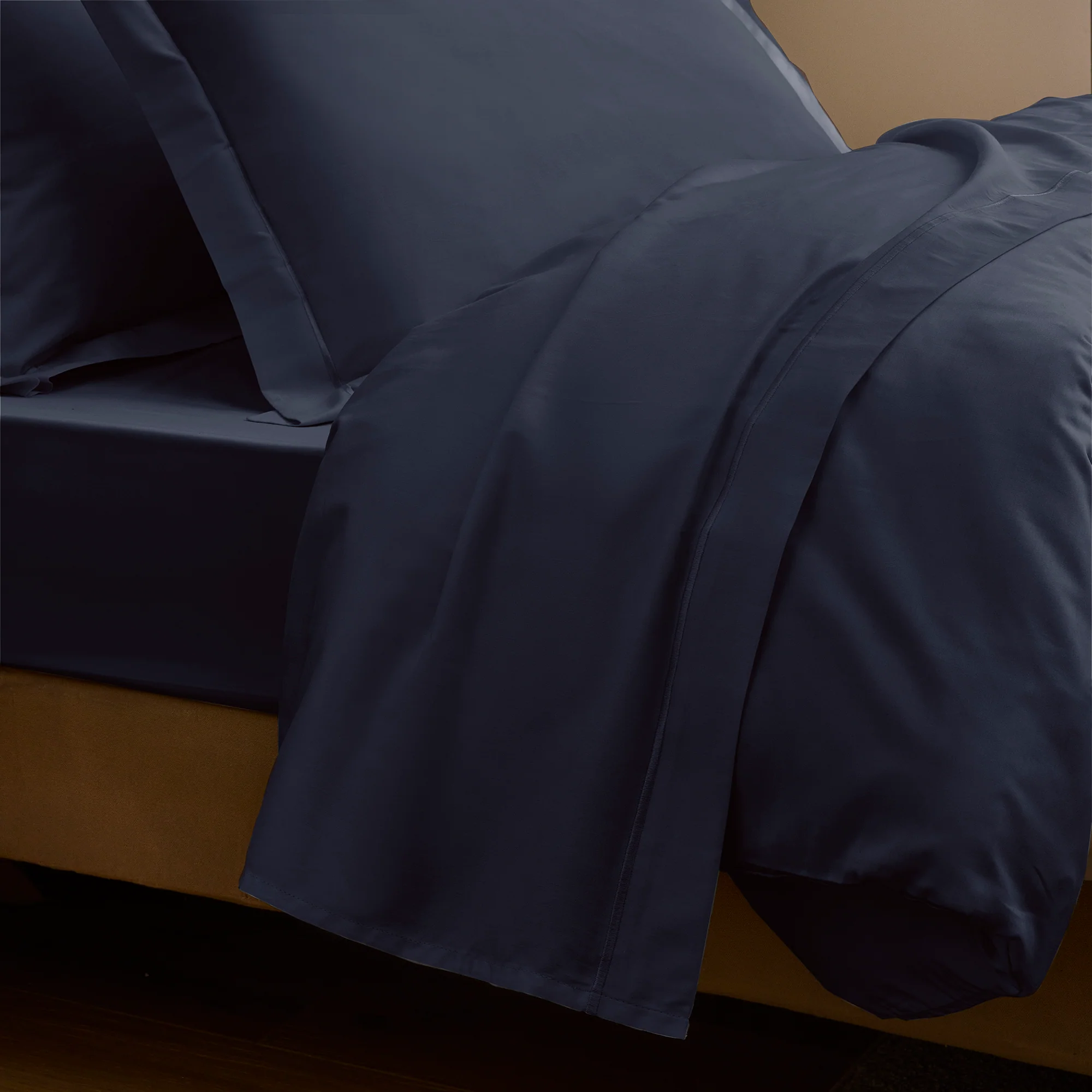Drap Housse "Prestige" - Satin De Coton - Bleu Velours - Image 2