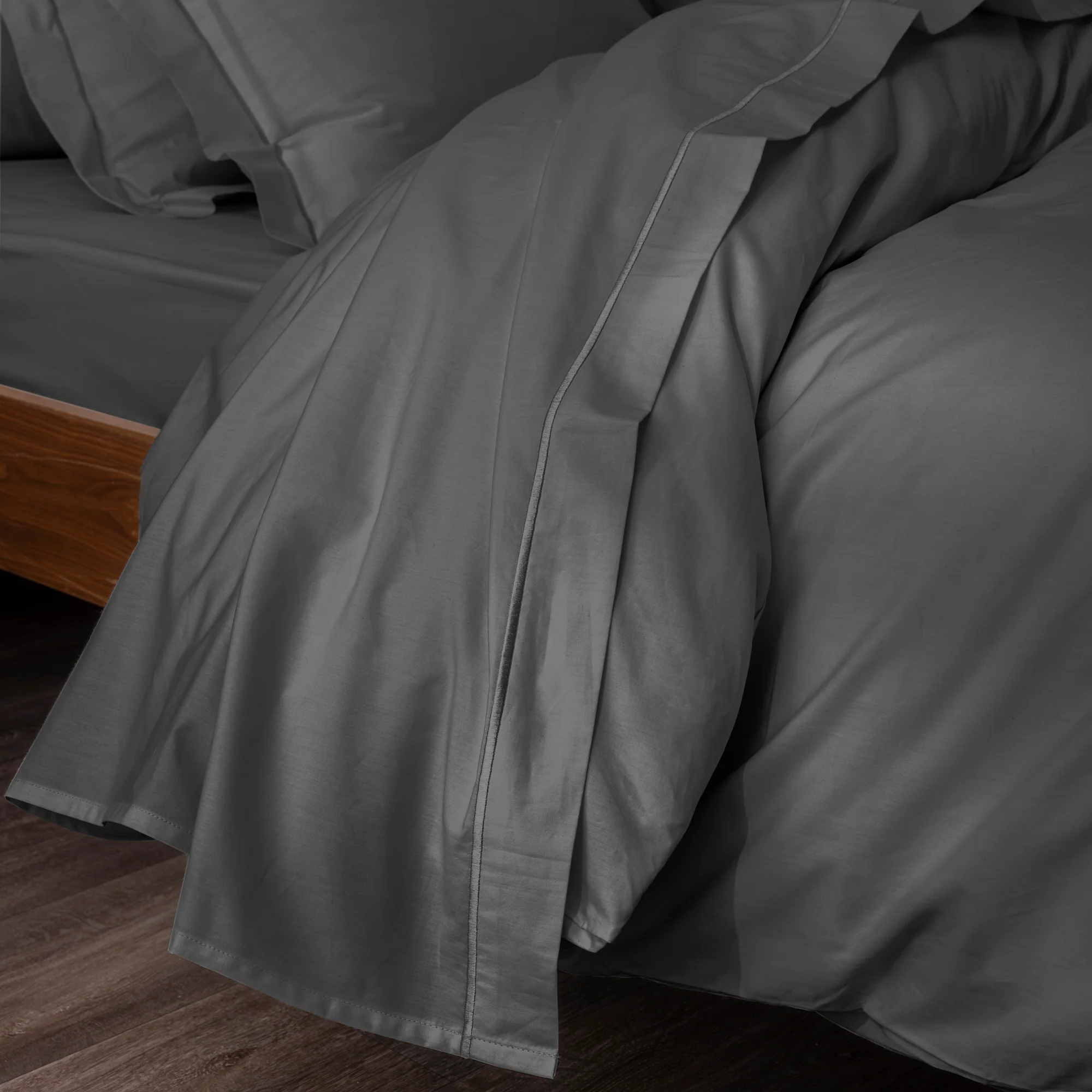 Drap Plat - 100% Percale Coton - Ardoise - Image 3