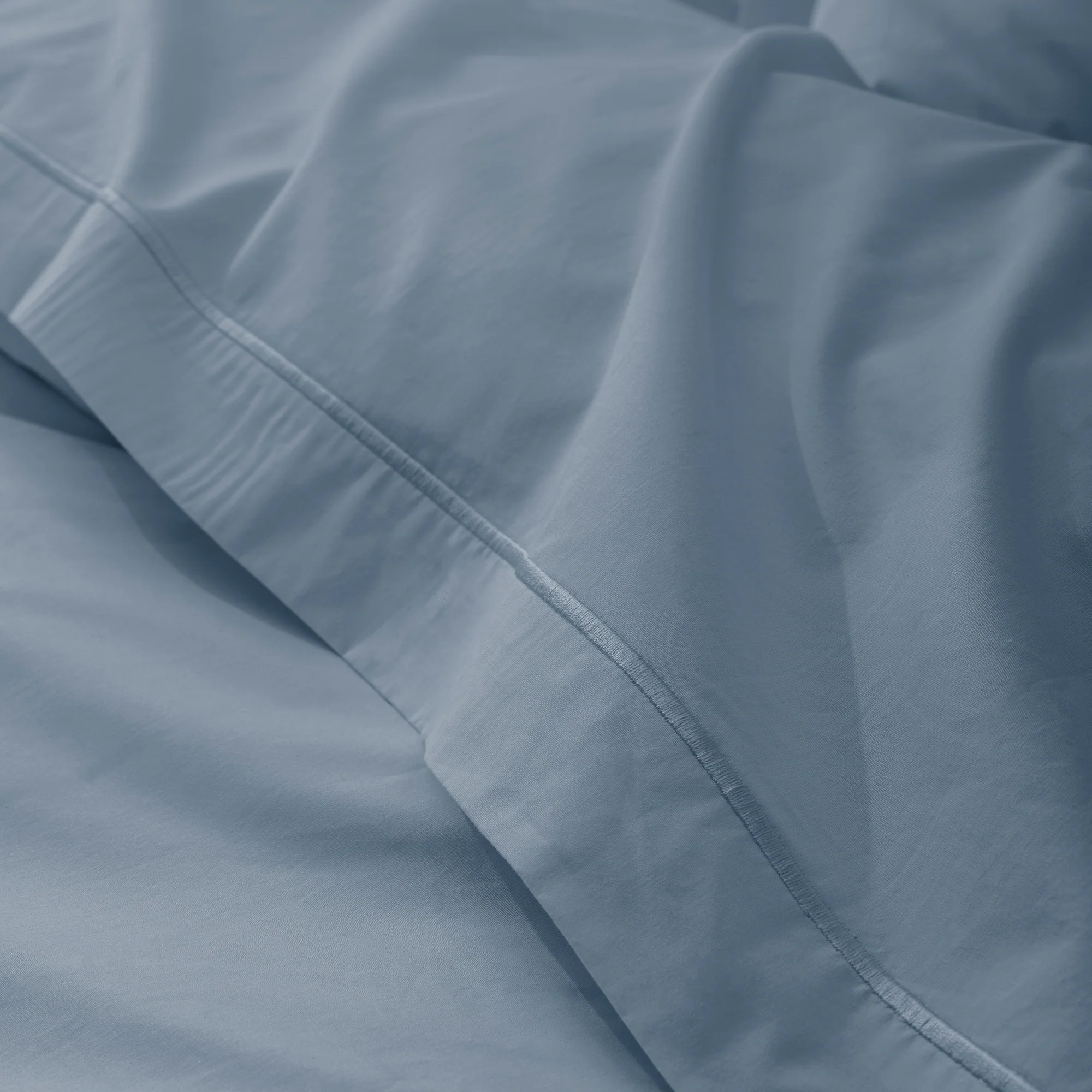 Drap Plat - 100% Percale Coton - Bleu Jean - Image 8