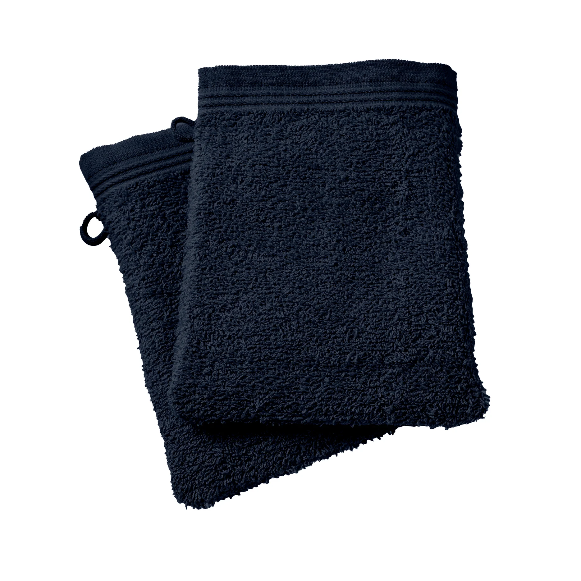 Lot De 2 Gants De Toilette "Spa" - 100% Coton - Bleu Nuit - Image 2