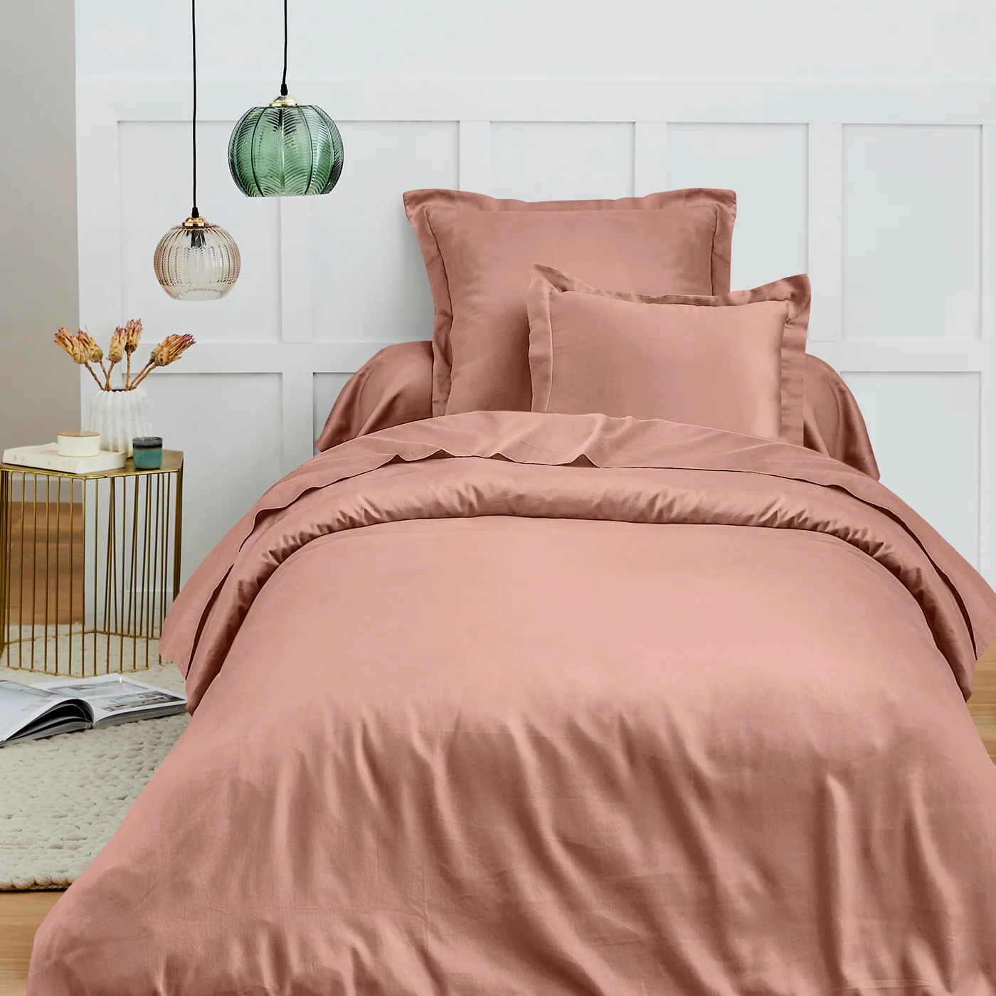 Housse De Couette - 100% Coton - Vieux Rose - Image 2