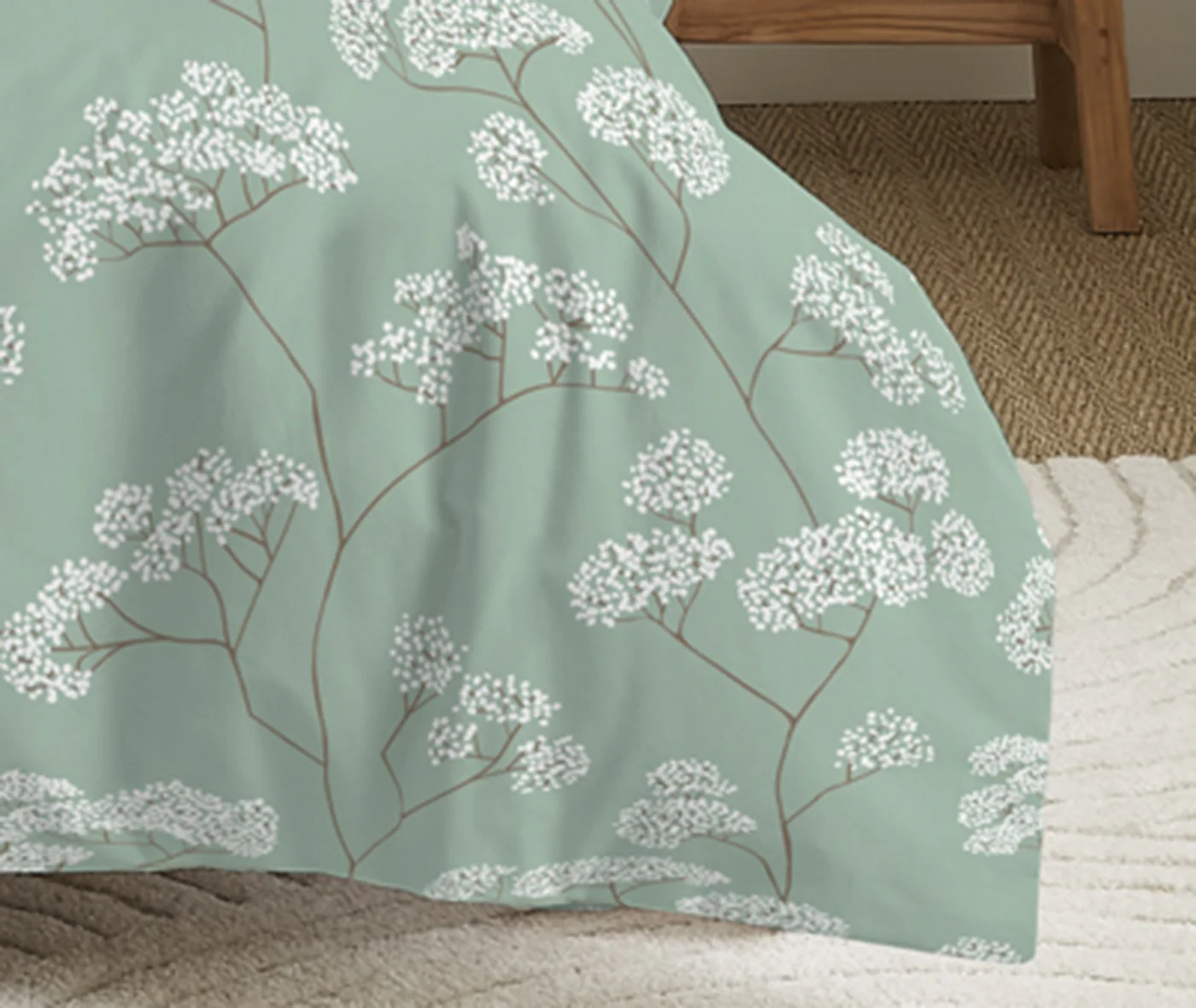 Pack Complet Imprimé (Housse De Couette + Taie(s) + Drap Housse) - 100% Coton 57 Fils - Landscape Menthe - Image 4