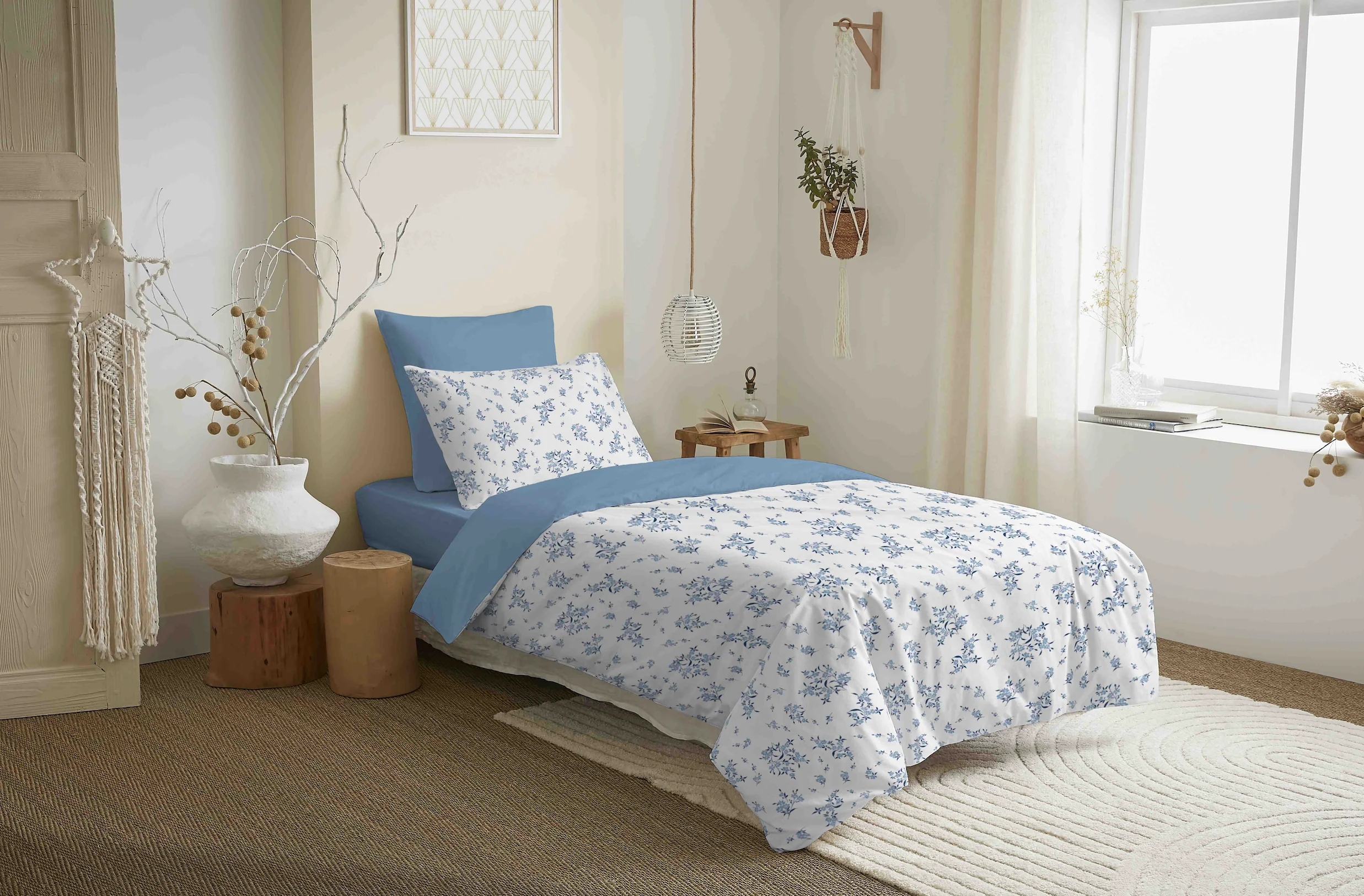 Pack Housse De Couette - 100% Coton - Louise Bleu - Image 2