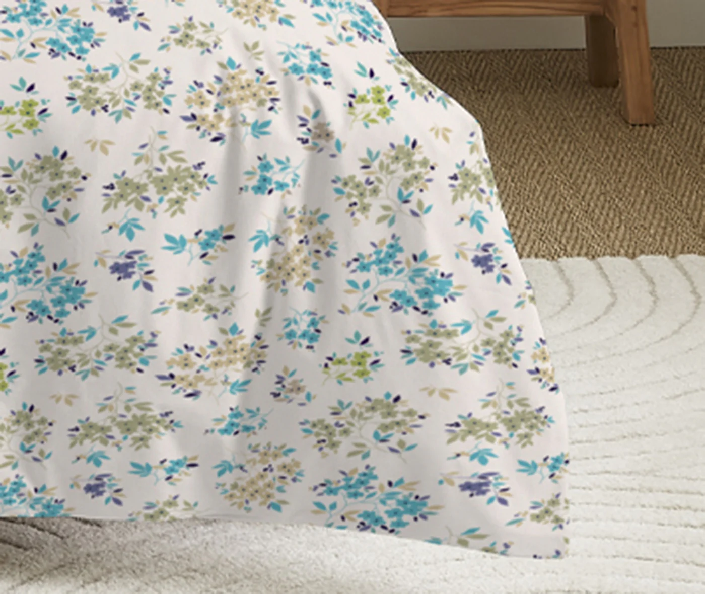 Parure De Couette 2 Pieces 100% Coton - Tanya Cyan - Image 4