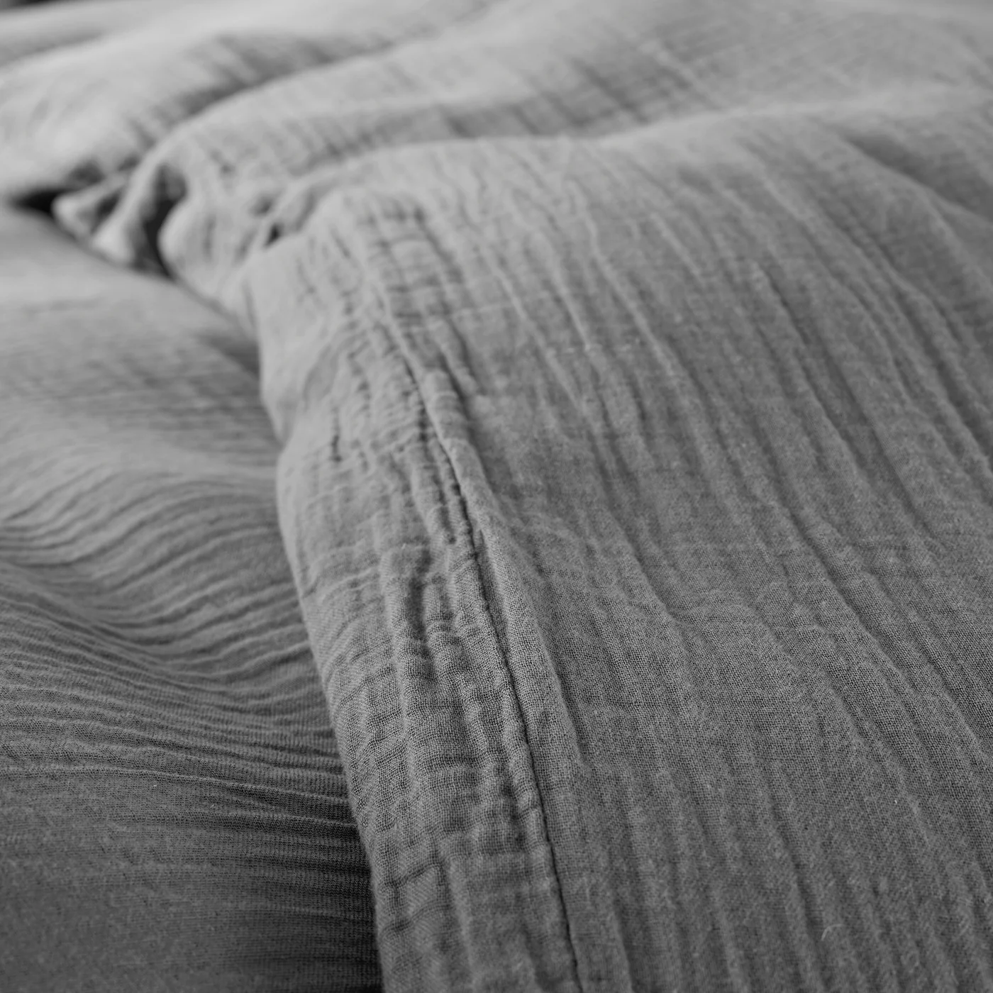 Parure De Couette (Housse + Taies D'Oreiller) - 100% Gaze De Coton - Ardoise - Image 3