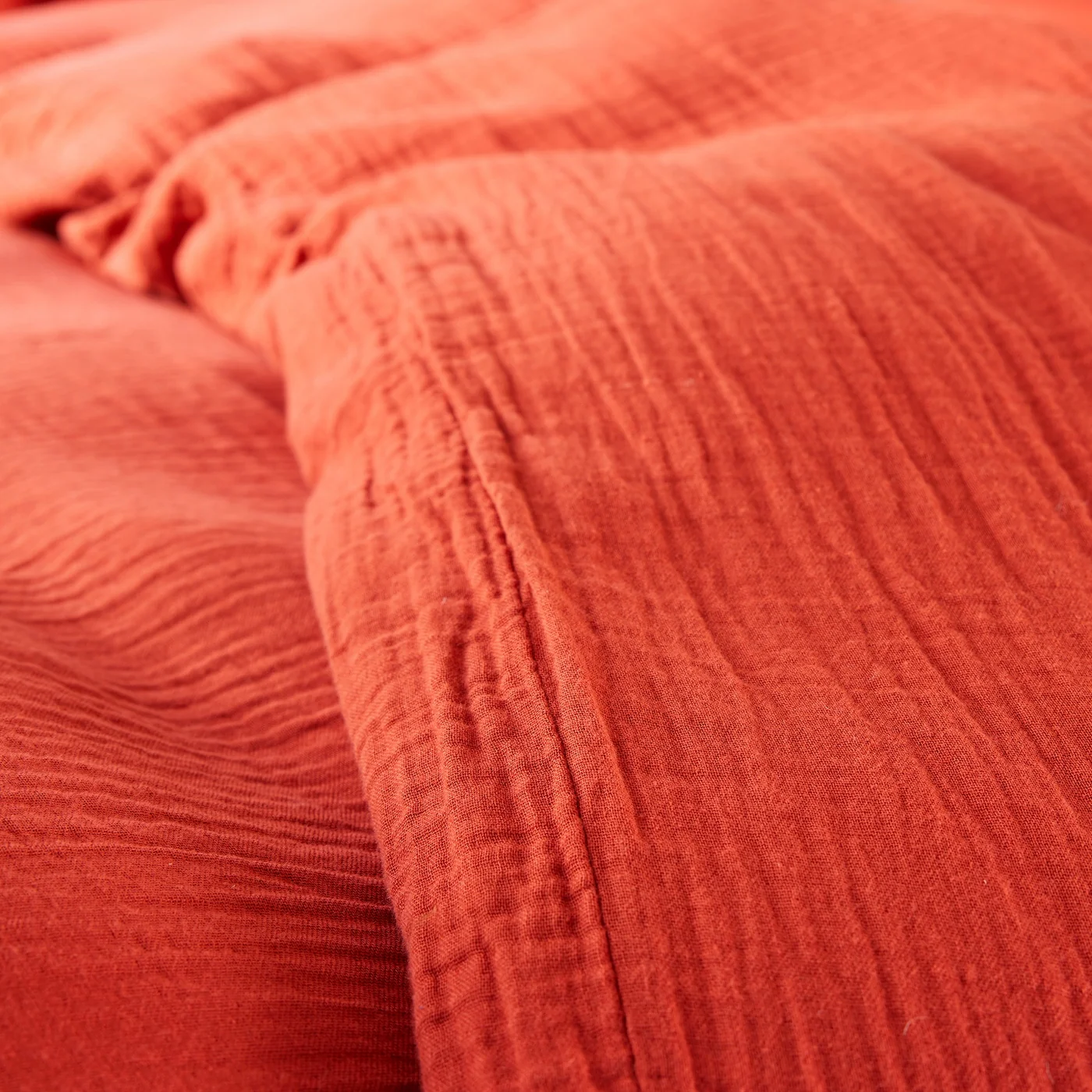 Parure De Couette (Housse + Taies D'Oreiller) - 100% Gaze De Coton - Orange - Image 3