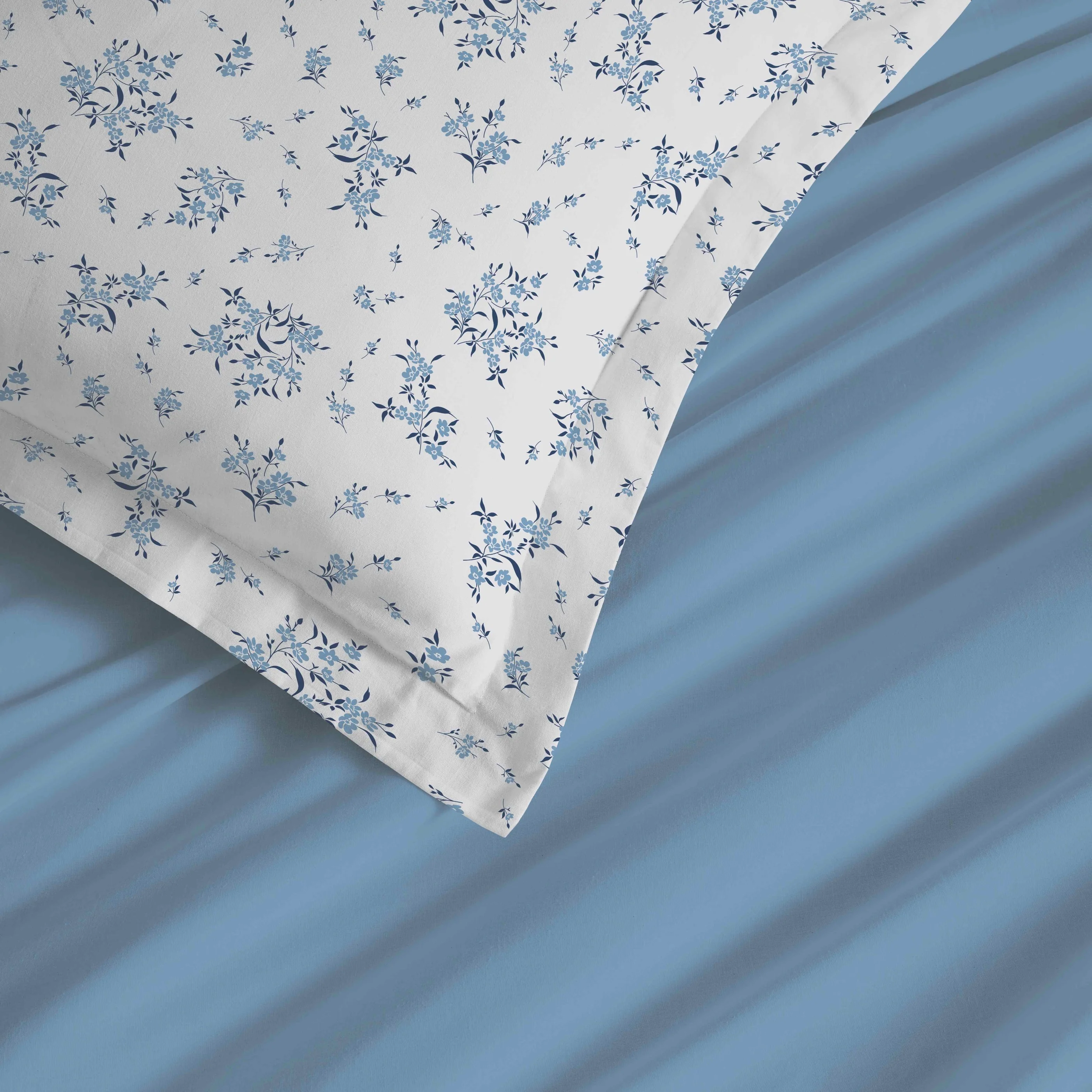 Parure De Draps 4 Pièces Pour Lit - 100% Coton - Louise Bleu - Image 3