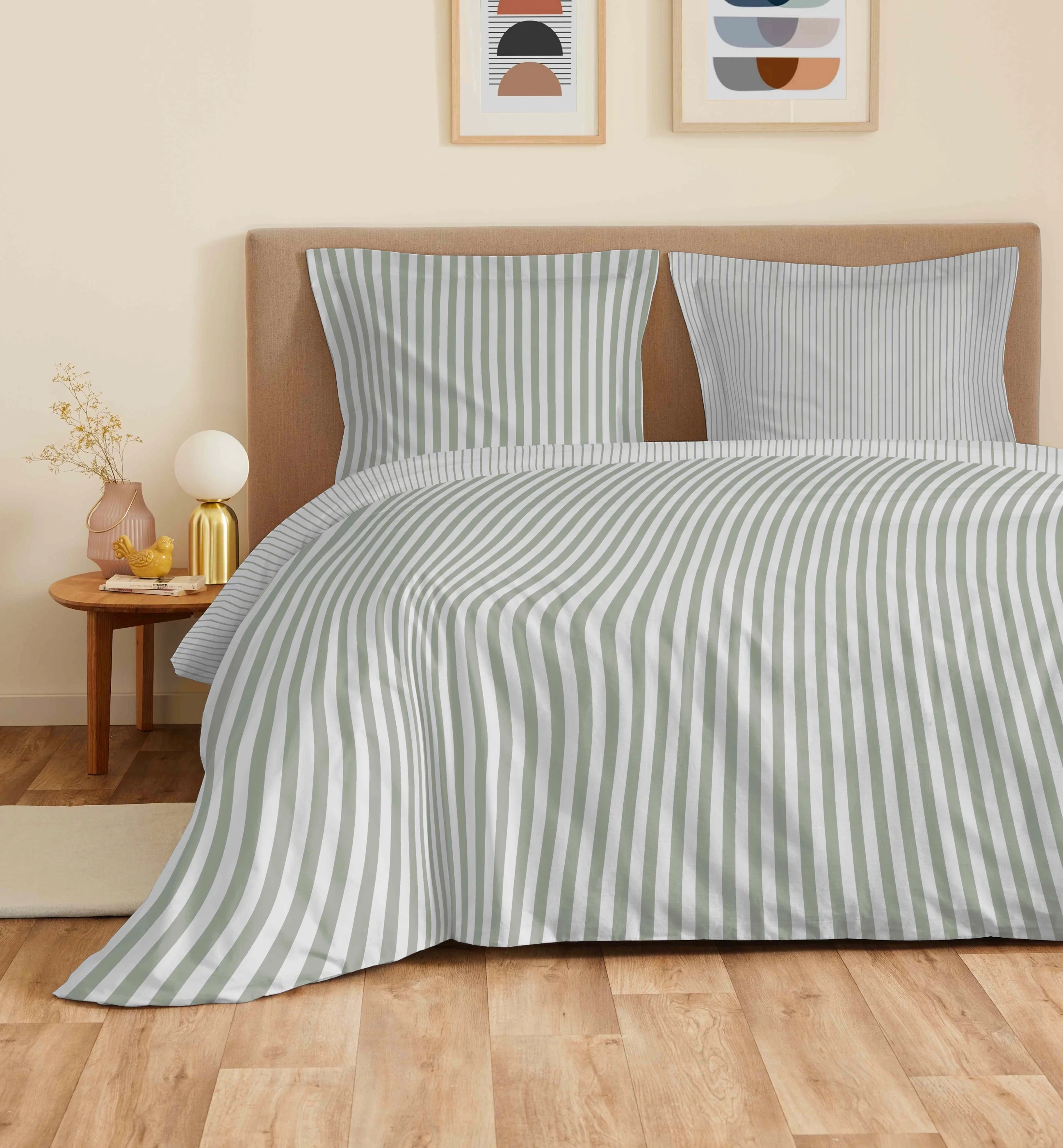 Parure De Draps 4 Pièces Pour Lit - 100% Coton - Palerme Eucalyptus