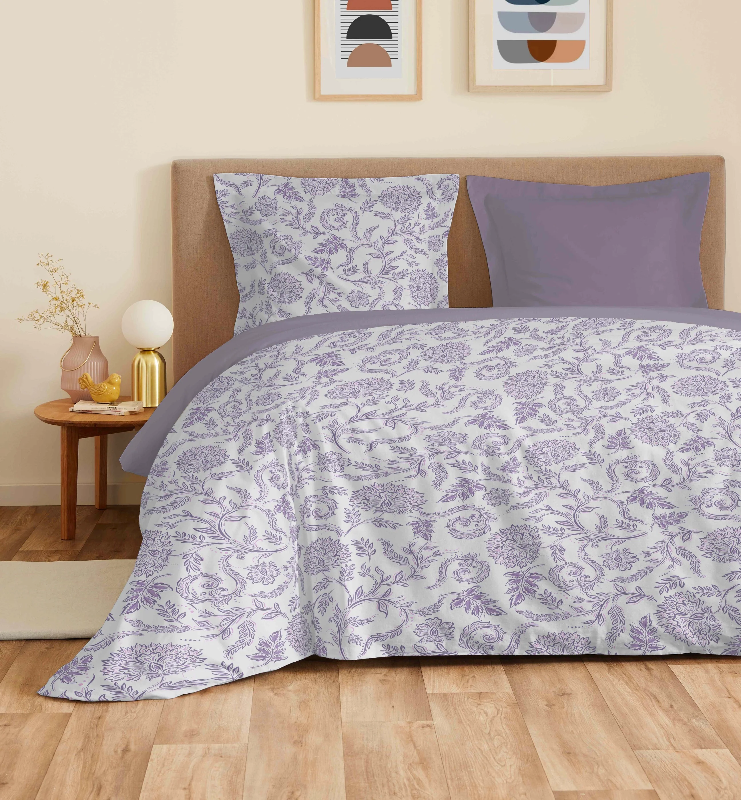 Parure De Draps 4 Pièces Pour Lit - 100% Coton - Salma Lavande