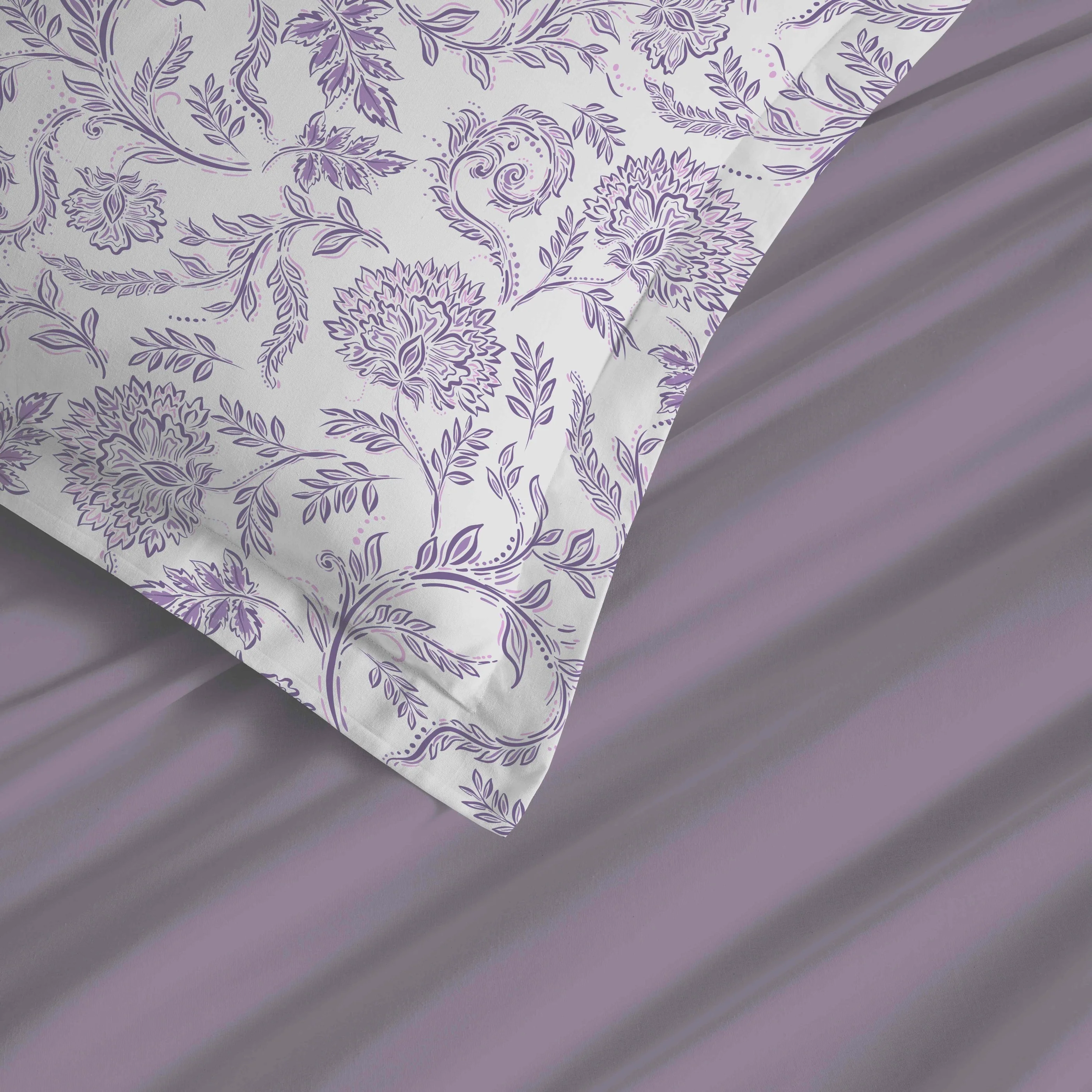 Parure De Draps 4 Pièces Pour Lit - 100% Coton - Salma Lavande - Image 3