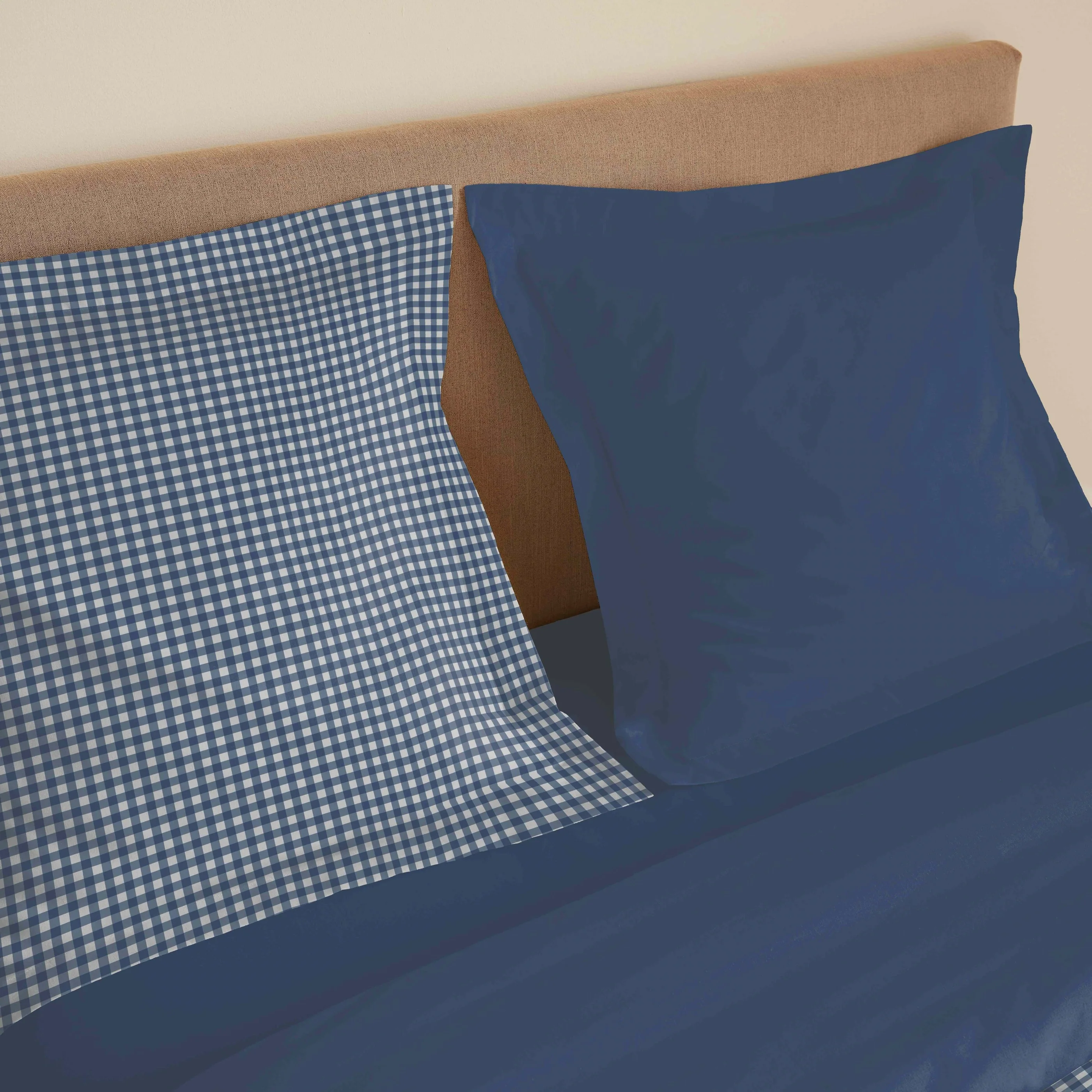 Parure De Draps 4 Pièces Pour Lit Grande Largeur - 100% Coton - Gabrielle Marine - Image 2
