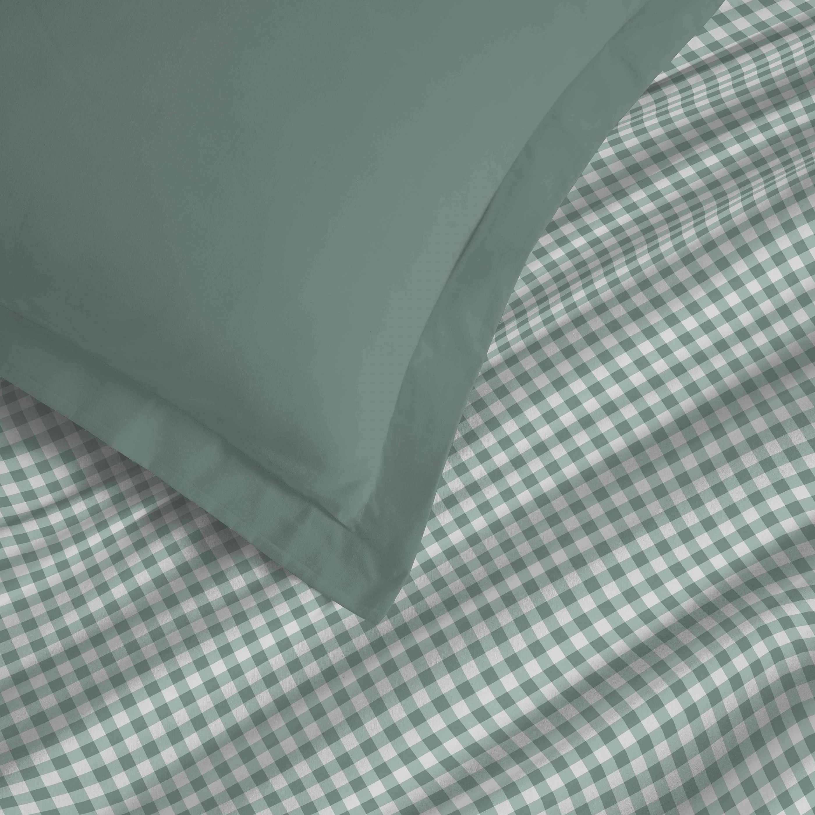 Parure De Draps 4 Pièces Pour Lit Grande Largeur - 100% Coton - Gabrielle Sauge - Image 4