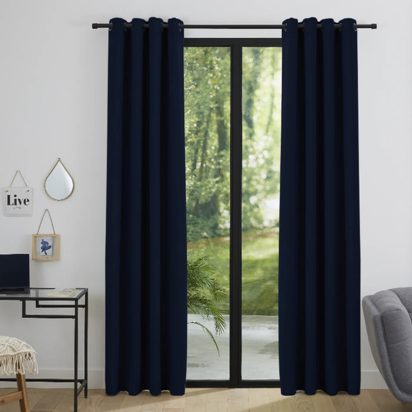 Rideaux Occultants - 100% Polyester - Bleu Nuit - Image 2