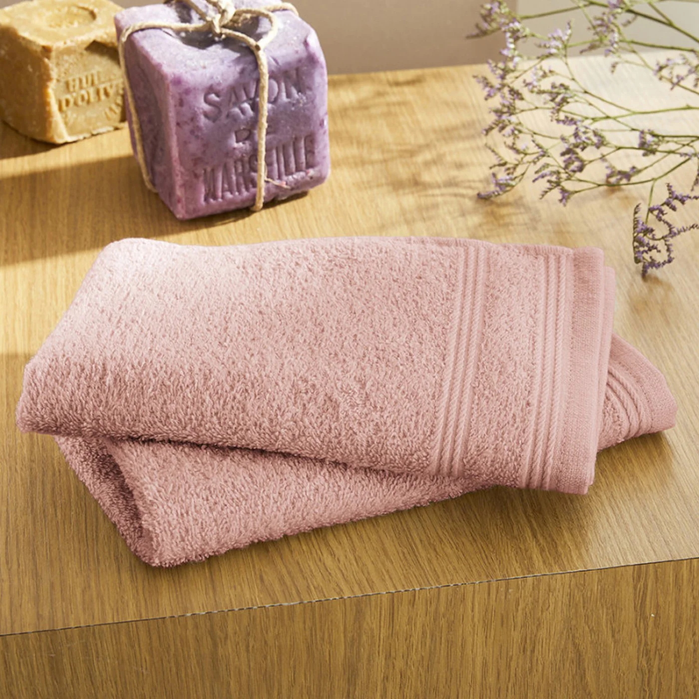 Serviettes Invité "Spa" - 100% Coton - Blush - Image 2