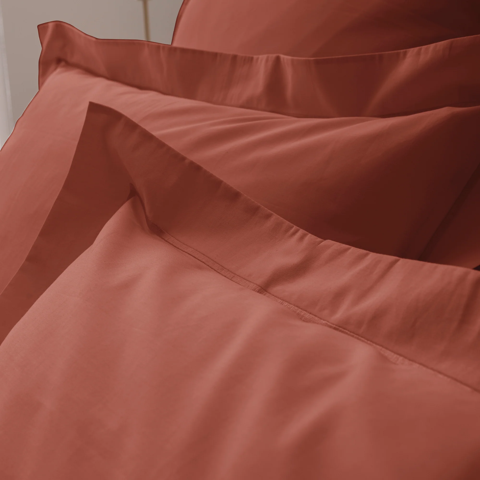 Taie D'Oreiller - 100% Percale Coton - Terracotta