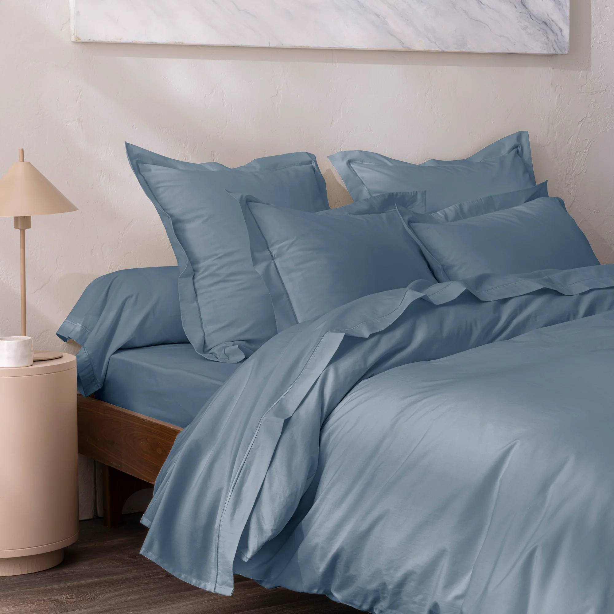 Taie De Traversin - 100% Percale Coton - Bleu Jean - Image 3