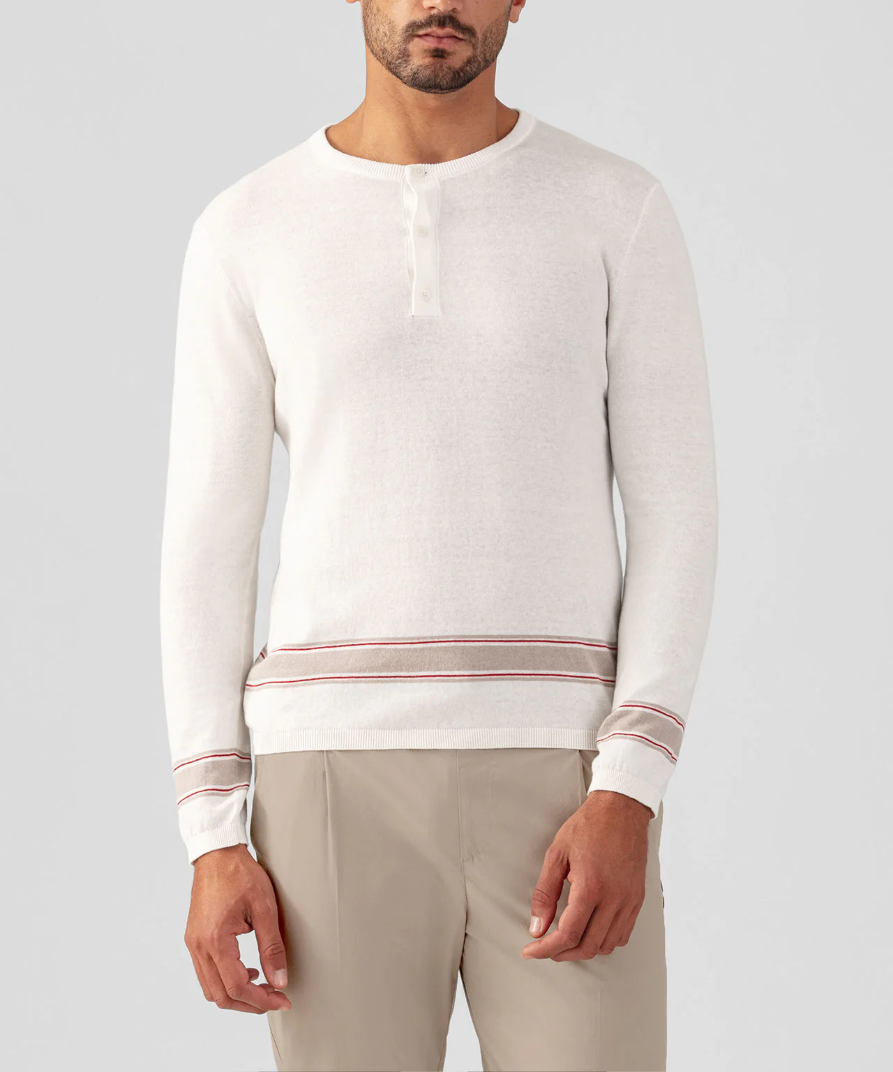Pull Cotton-Linen Henley - Off White