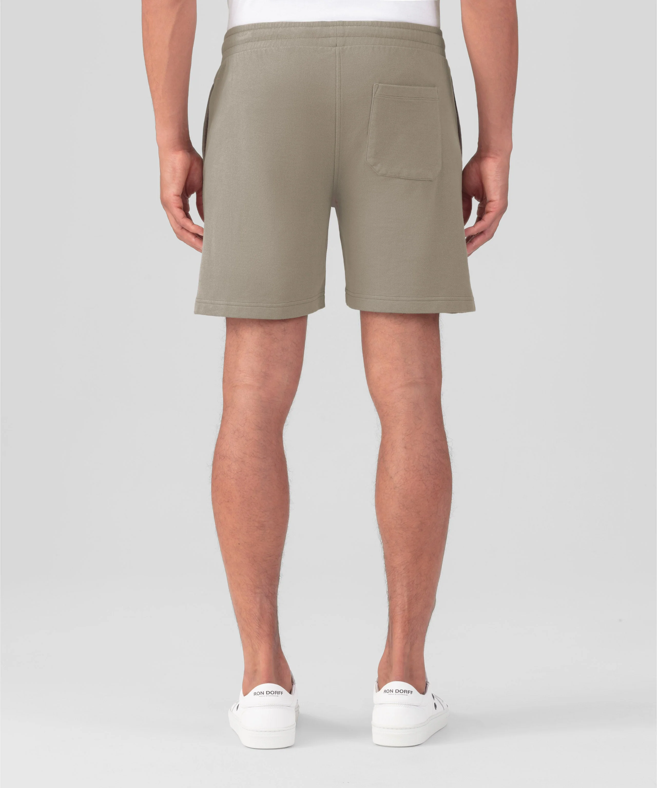Short Cotton Piqué Jogging W. Piping - Dusty Beige - Image 3