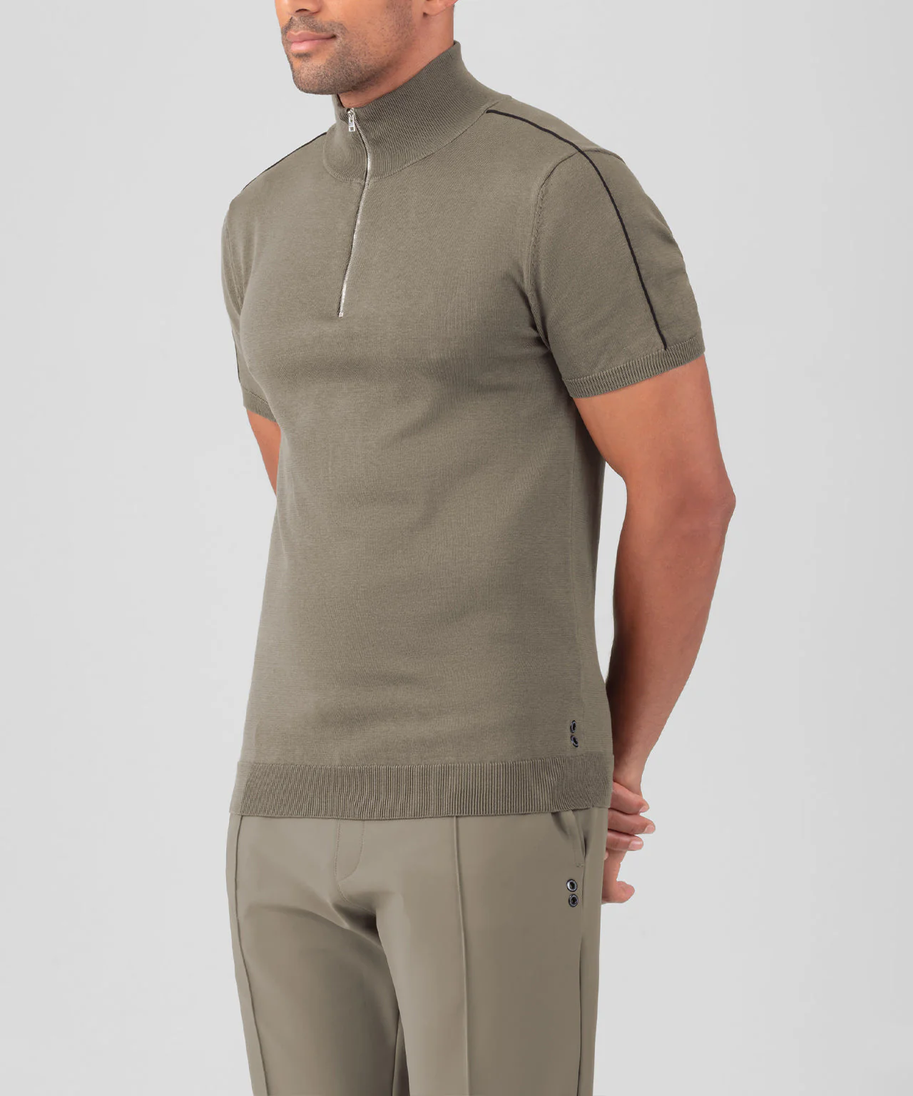 Polo Cotton-Silk Rd W. Piping - Dusty Beige - Image 2