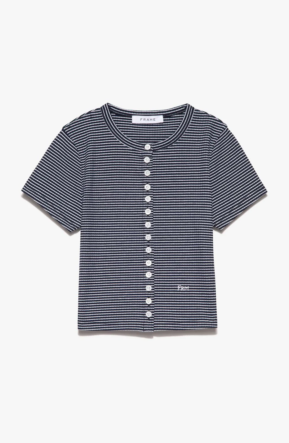T-Shirt Cropped Button - Navy Multi - Image 2