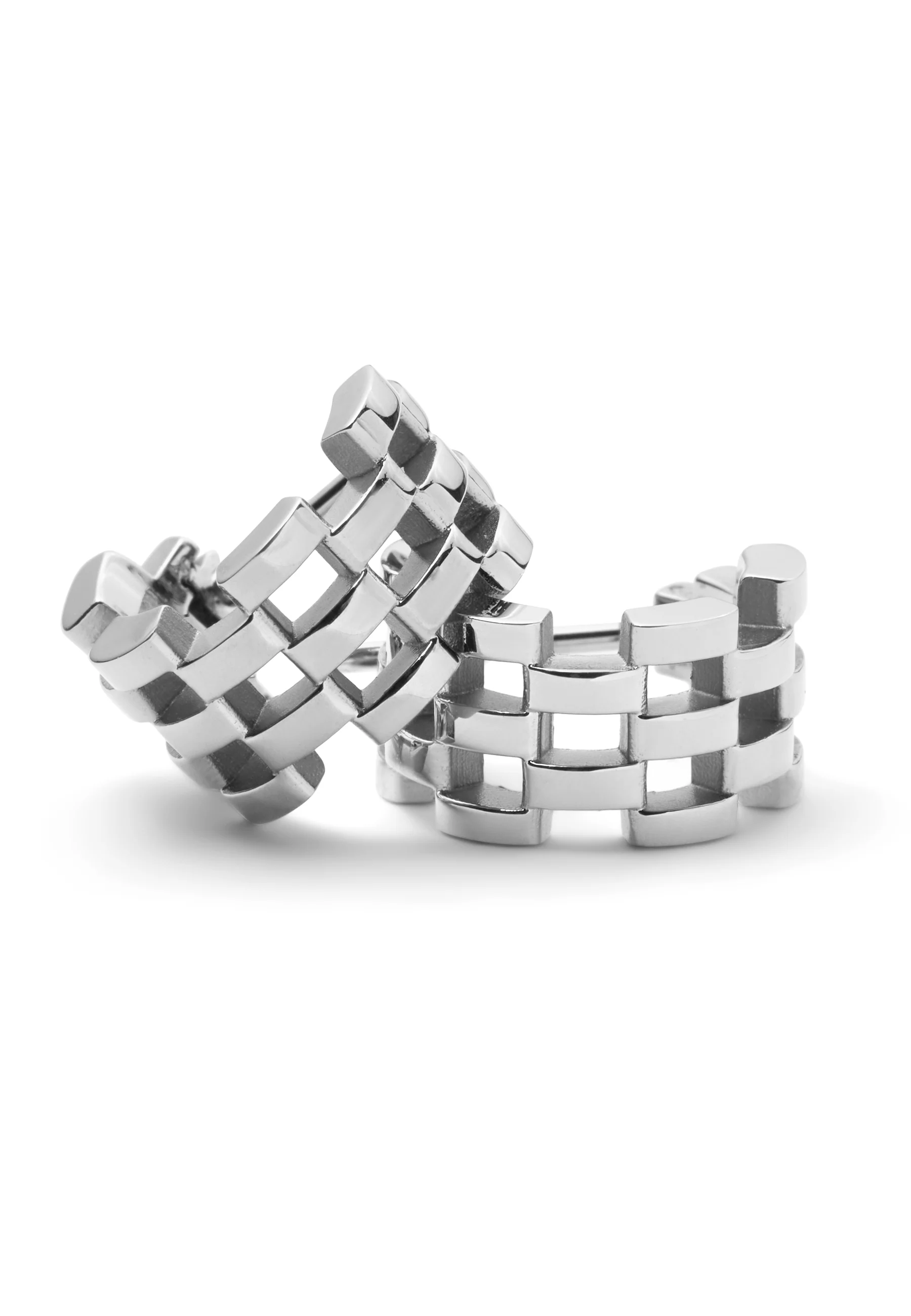 Boucles D'Oreilles Link Inspired 5 Rows Silver - Image 5