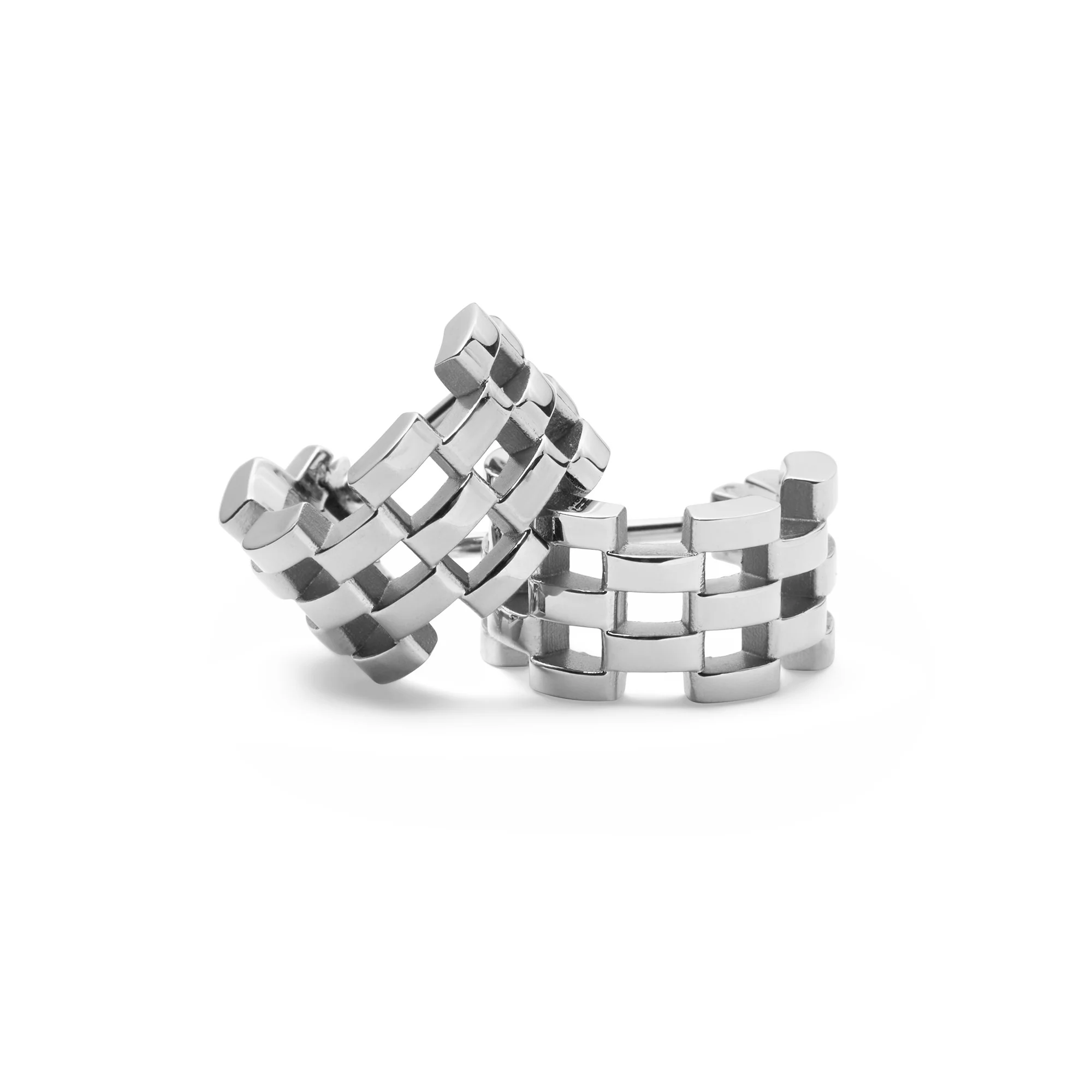 Boucles D'Oreilles Link Inspired 5 Rows Silver - Image 9
