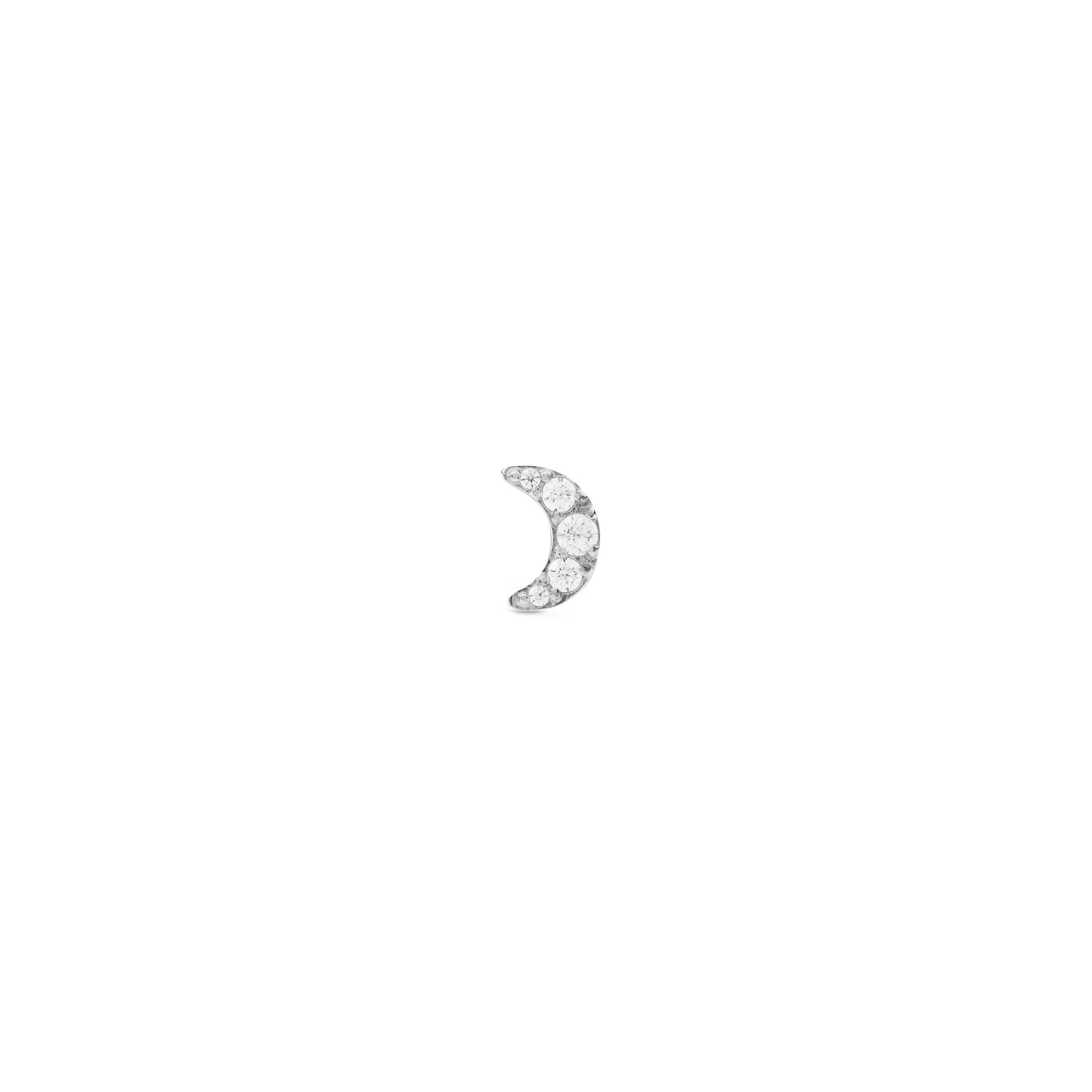 Boucle D'Oreille Micro Crystal Moon Silver - Image 3
