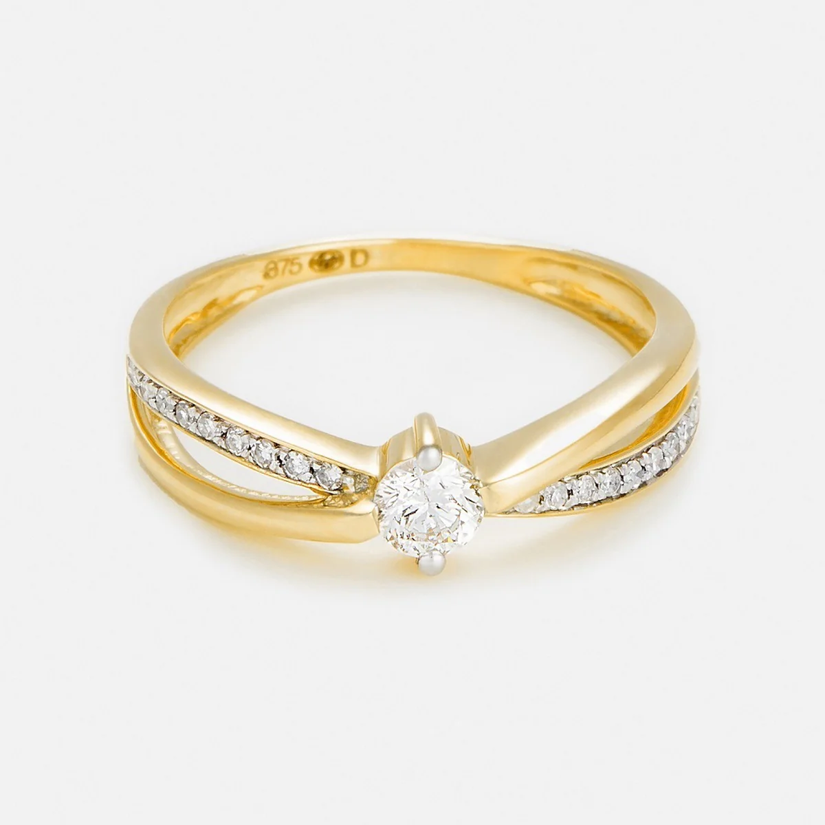 Bague "Joli Solitaire" - Diamants 0,07/18 + 0,20/1 - Or Jaune