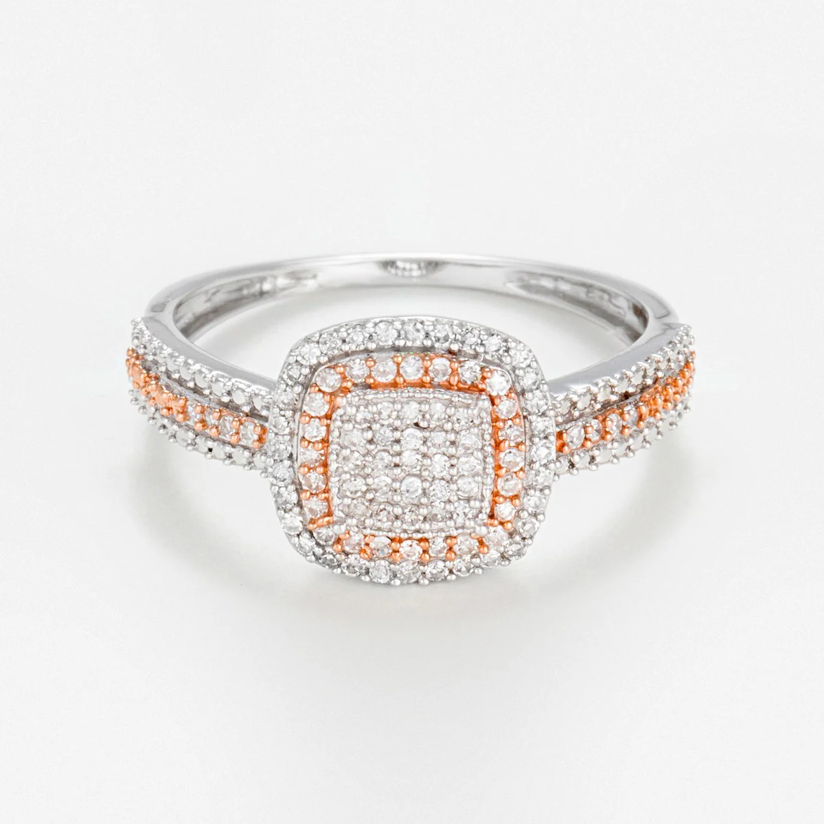 Bague "Carré Antique" Diamants 0,27Cts/89 - Or Bicolore - Image 2
