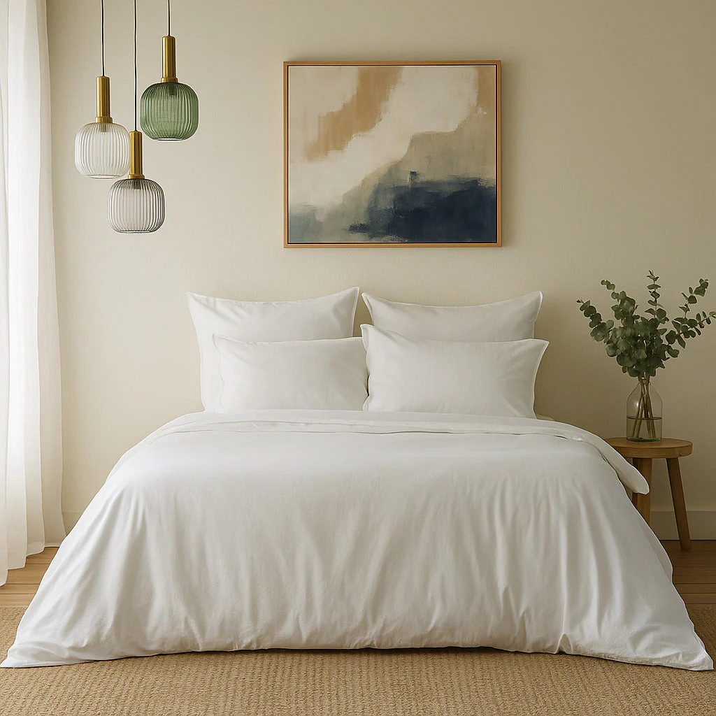 Drap Housse Gaia - Blanc - Satin Lavé De Coton Bio - Image 2