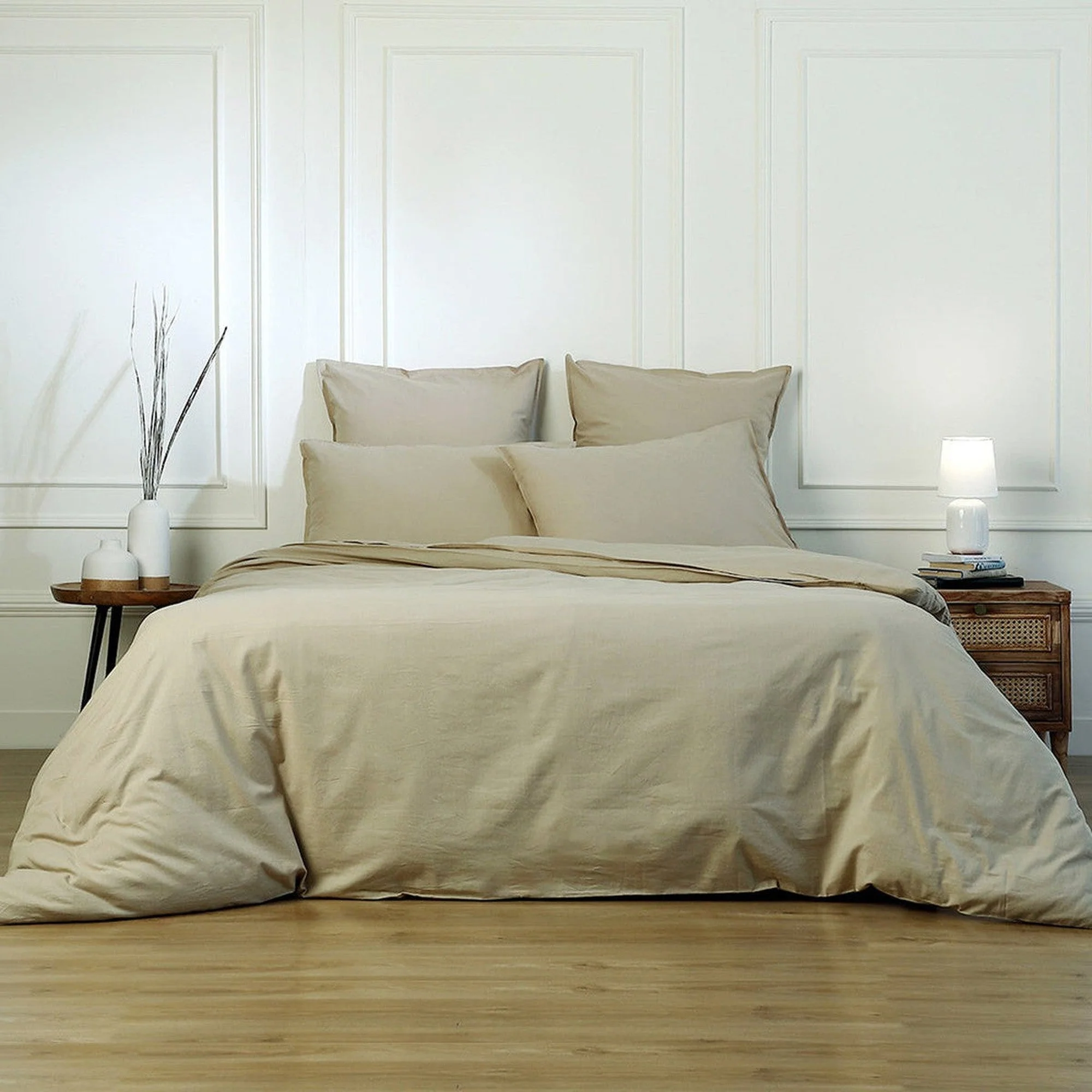 Drap Housse Luna - Sable - Coton Lavé - Image 2