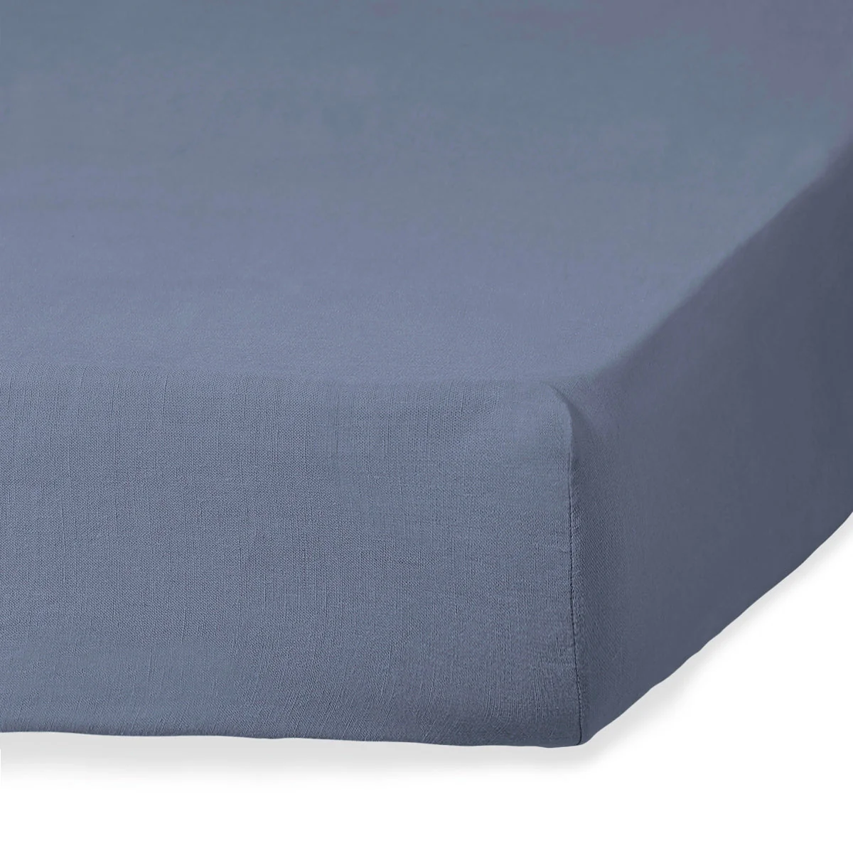 Drap Housse Camille - Bleu Orage - Lin Lavé