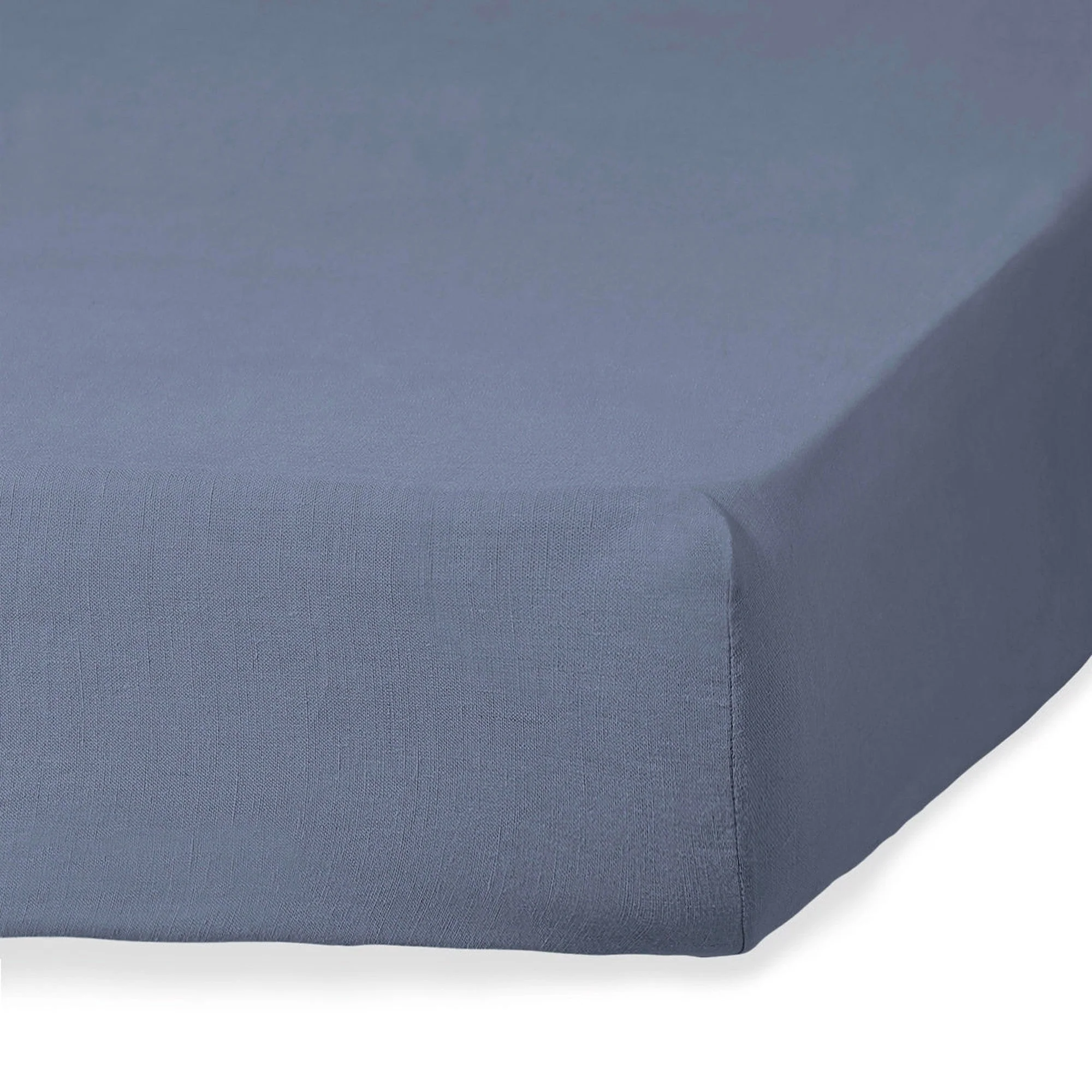 Drap Housse Camille - Bleu Orage - Lin Lavé - Image 2