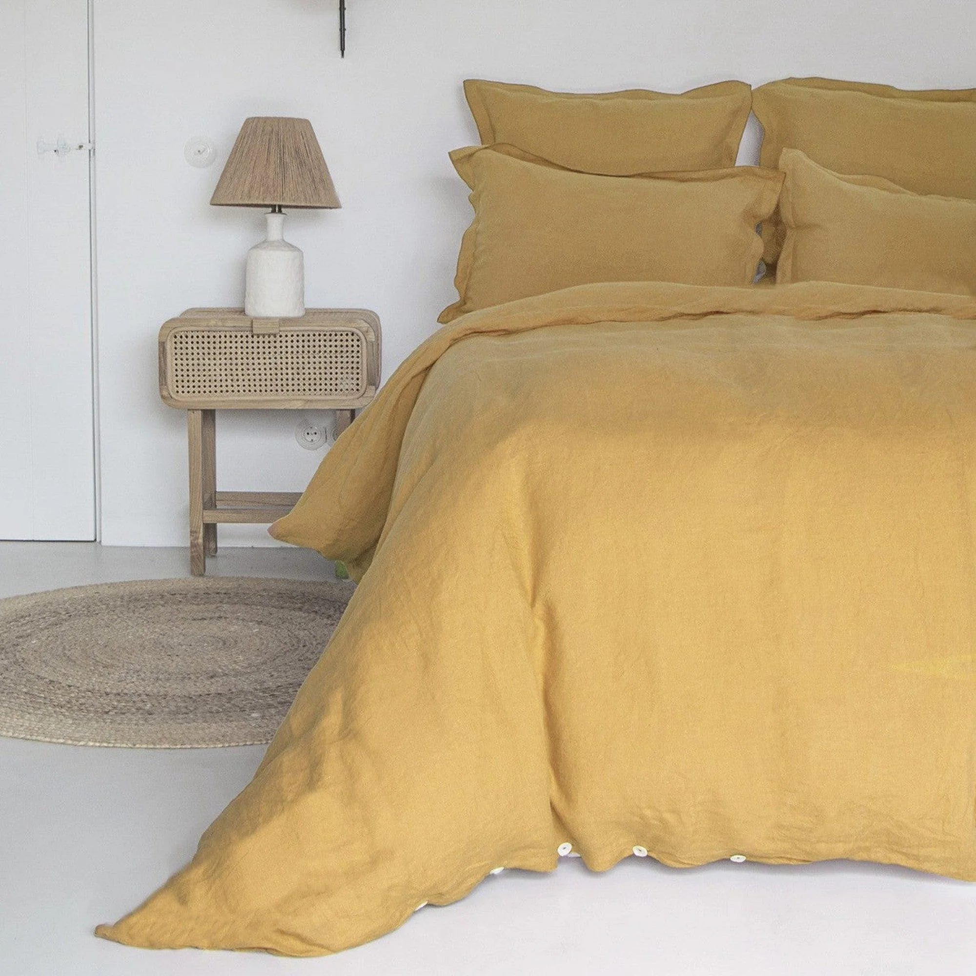 Drap Housse Hortense - Jaune Curcuma - Lin Lavé - Image 5