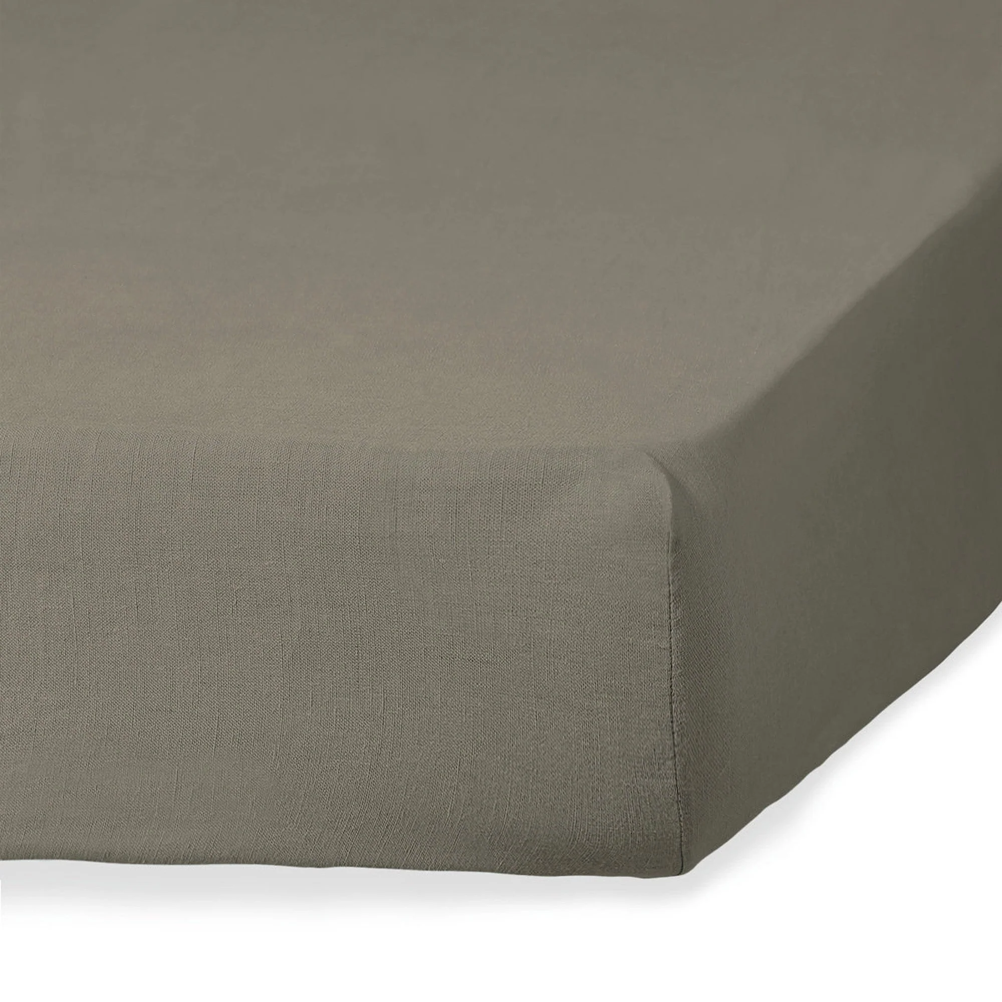 Drap Housse Camille - Vert Kaki - Lin Lavé - Image 4