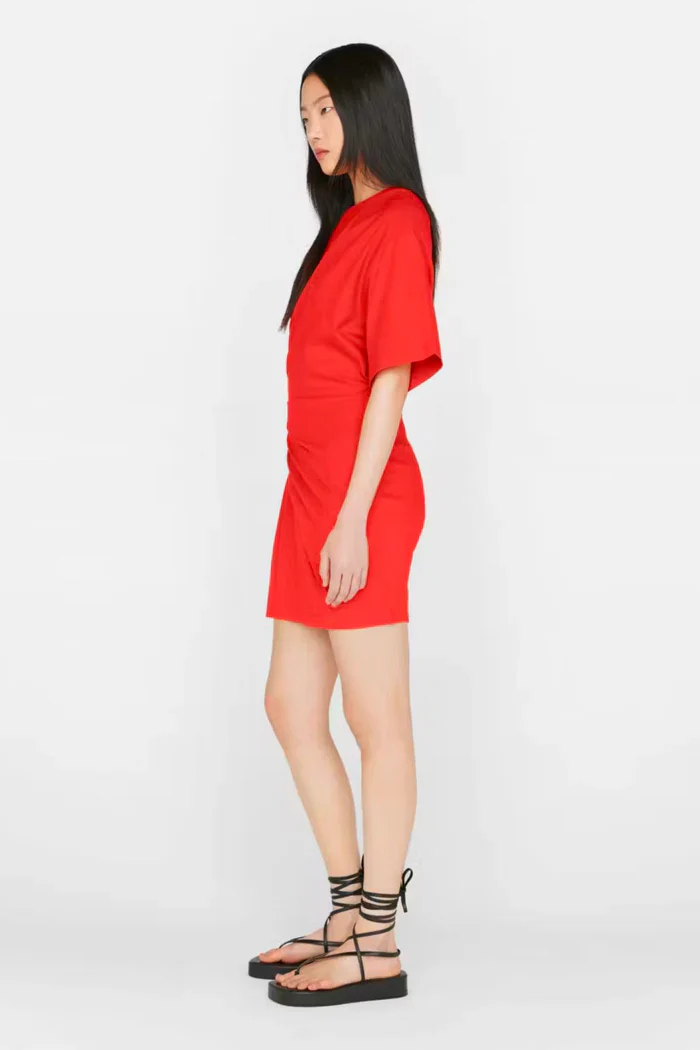 Robe Draped Knit Mini - Red Orange - Image 5