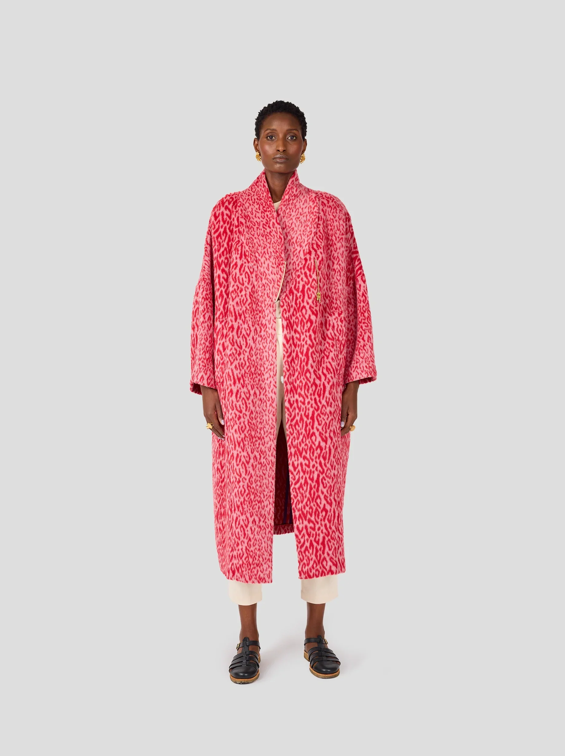 Eren Coat in Red Opera Leopard - Image 2