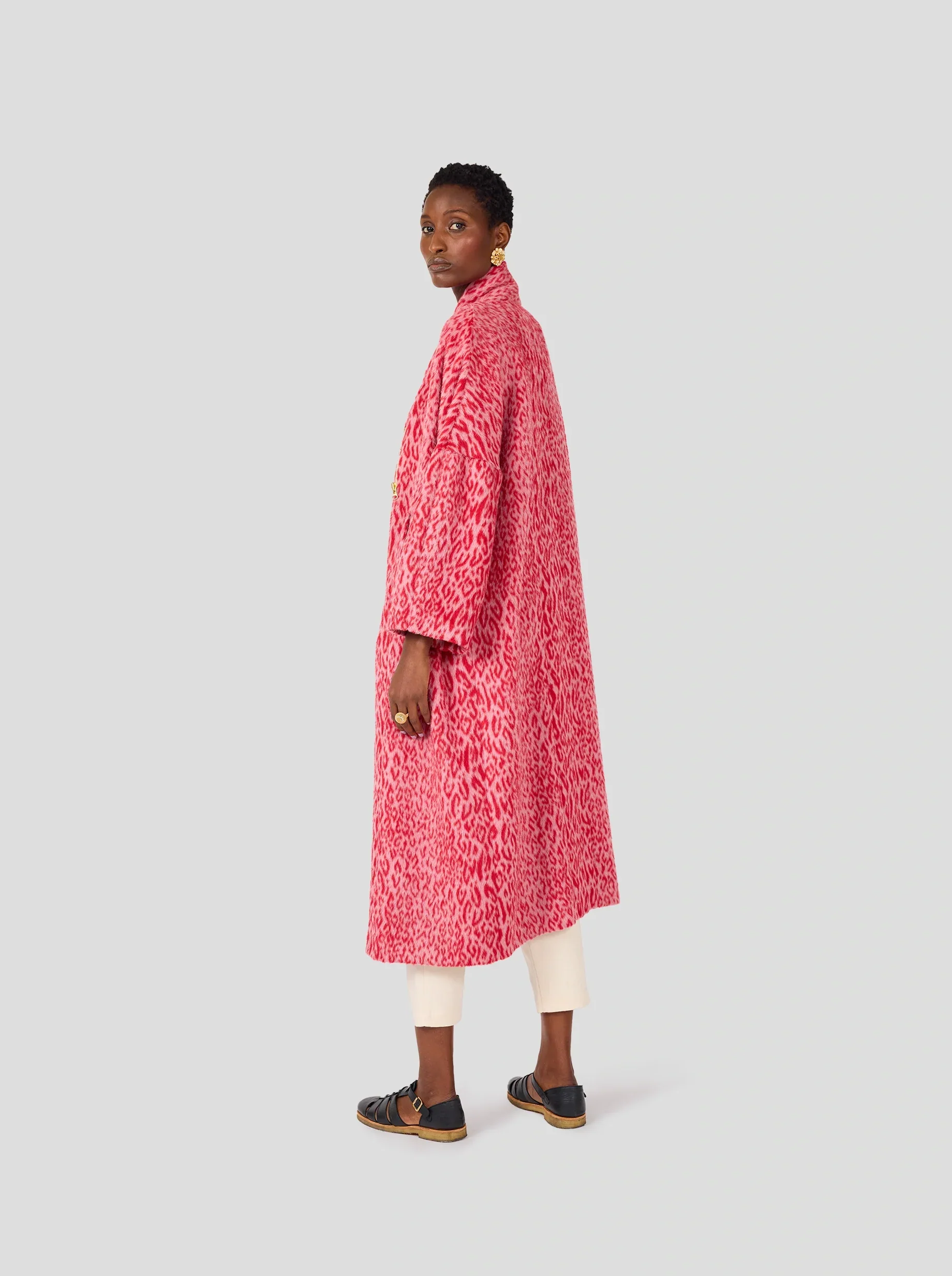 Eren Coat in Red Opera Leopard - Image 3
