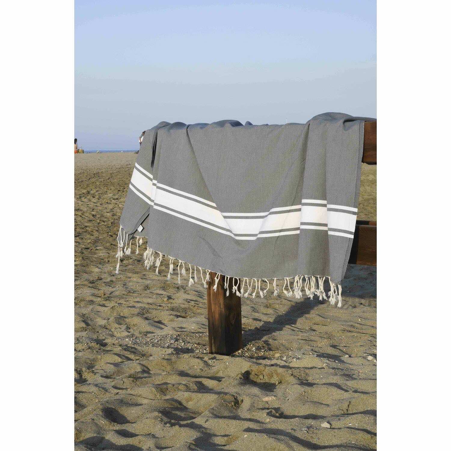 Fouta Xxl St Tropez - Gris Moyen - Coton - Image 2